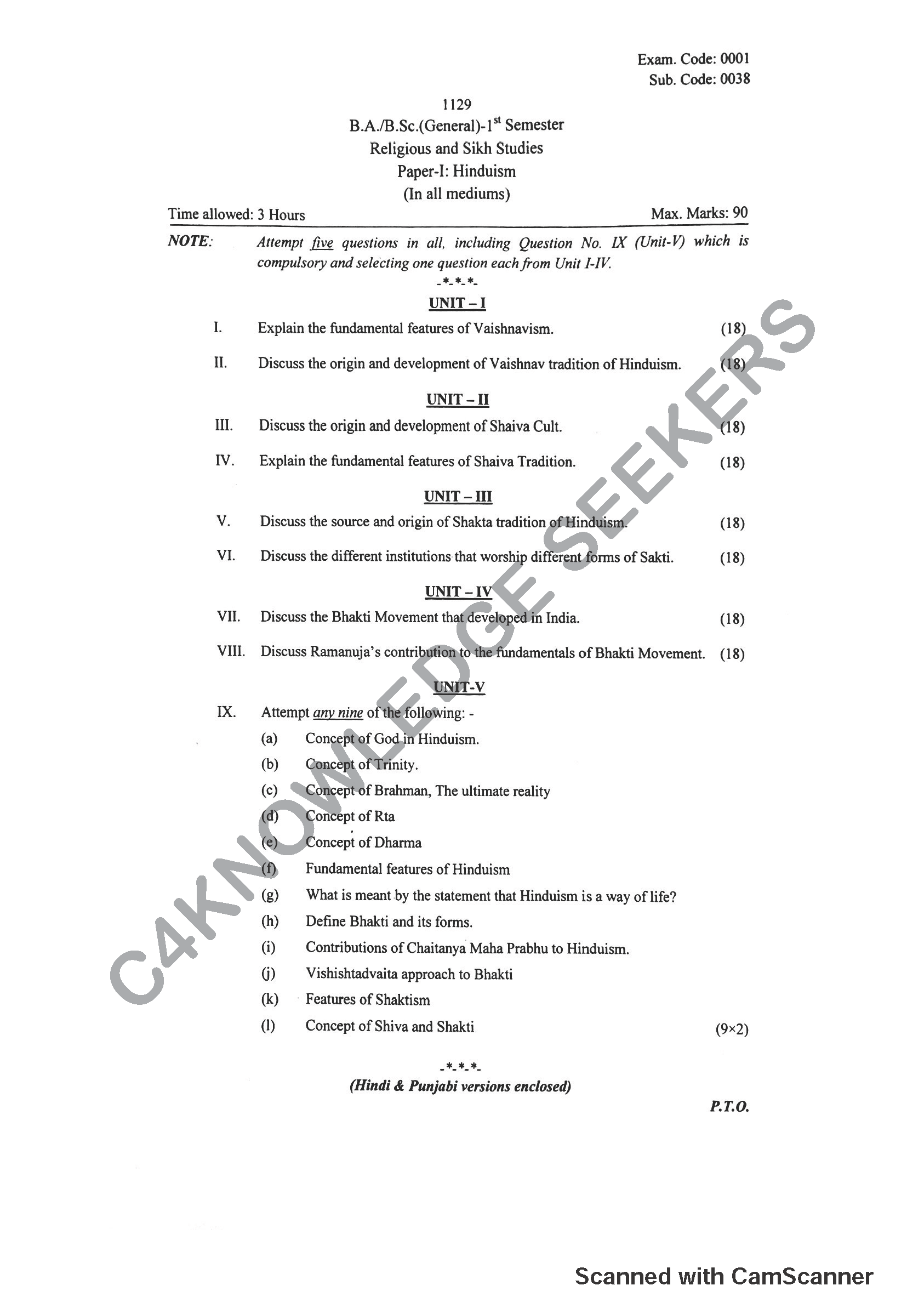 Question Paper 2019