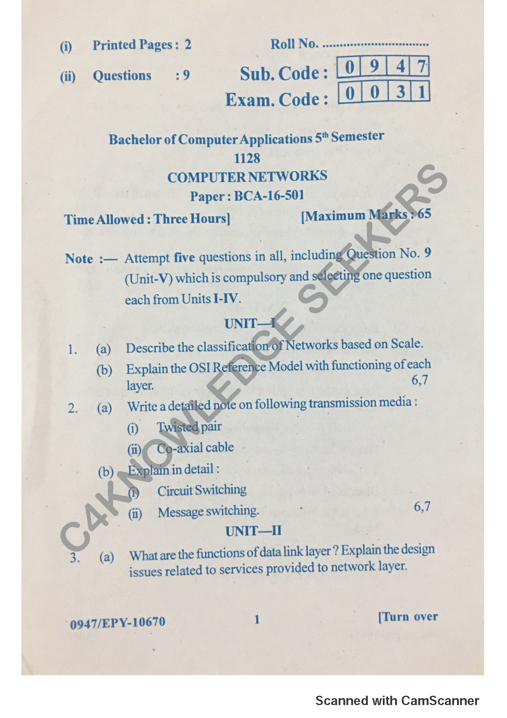 Question Paper 2018