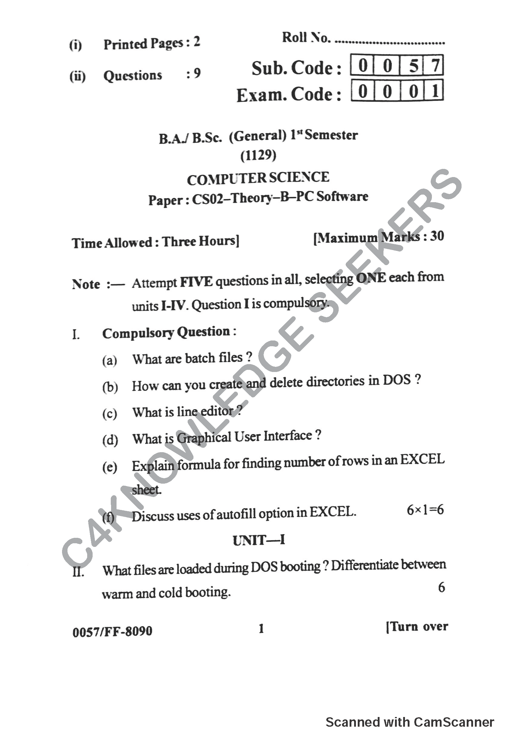 Question Paper 2019