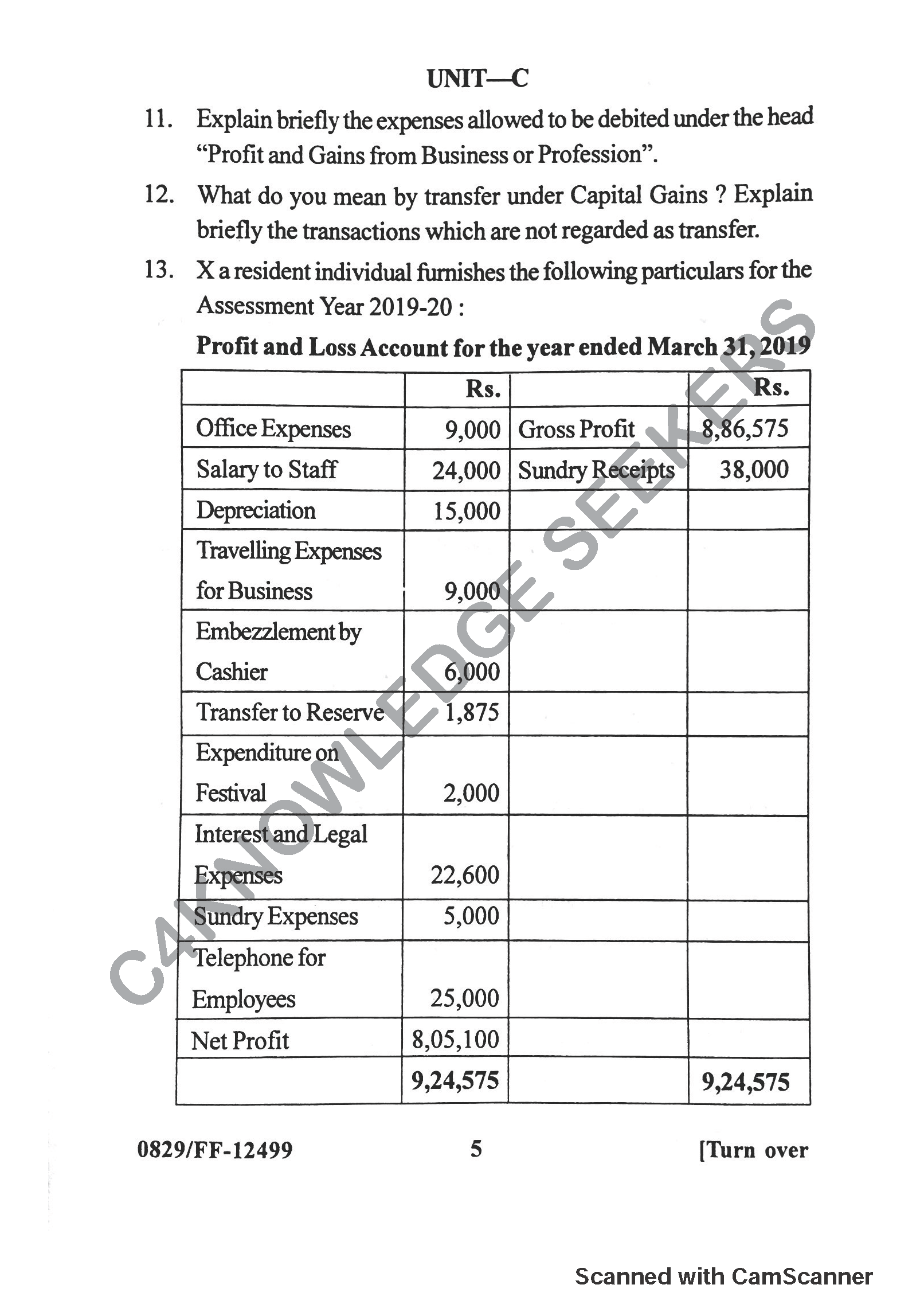 Question Paper 2019