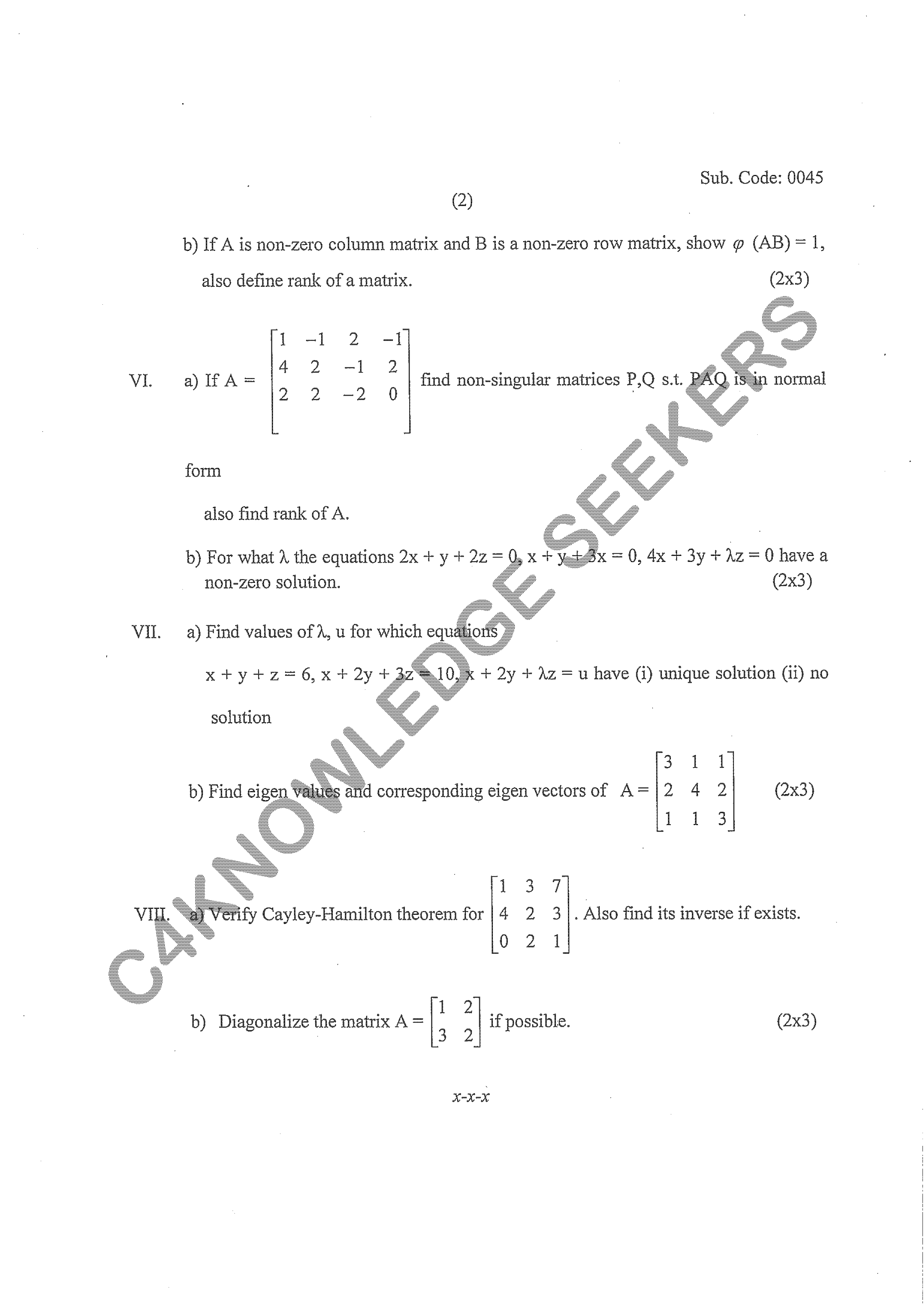 Question Paper 2020