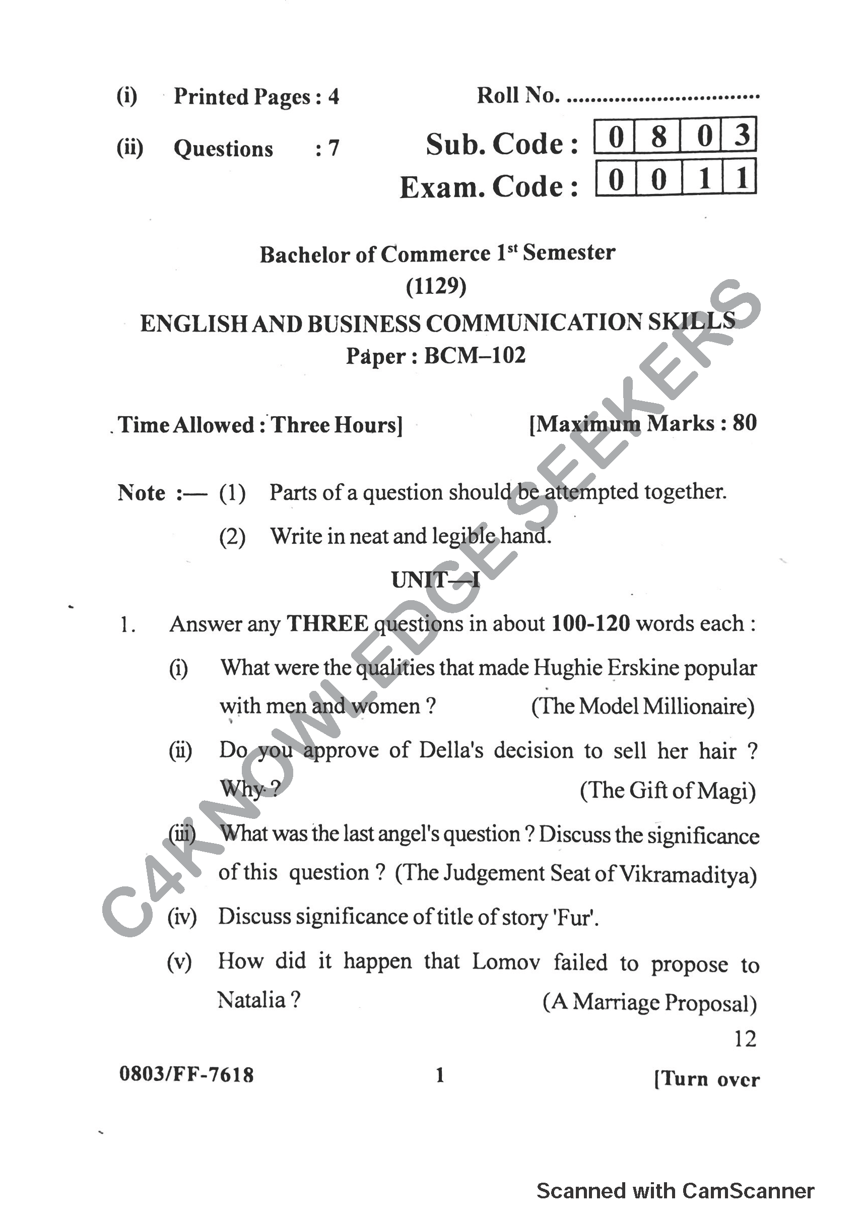 Question Paper 2019