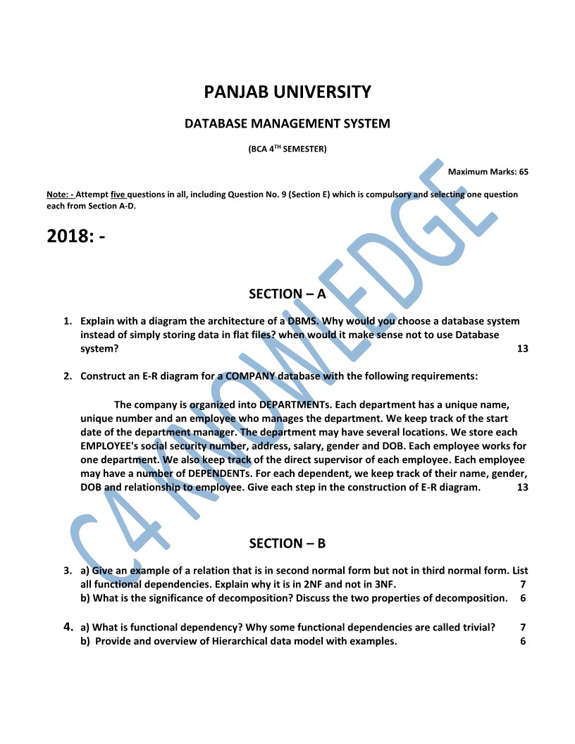 Question Paper 2018