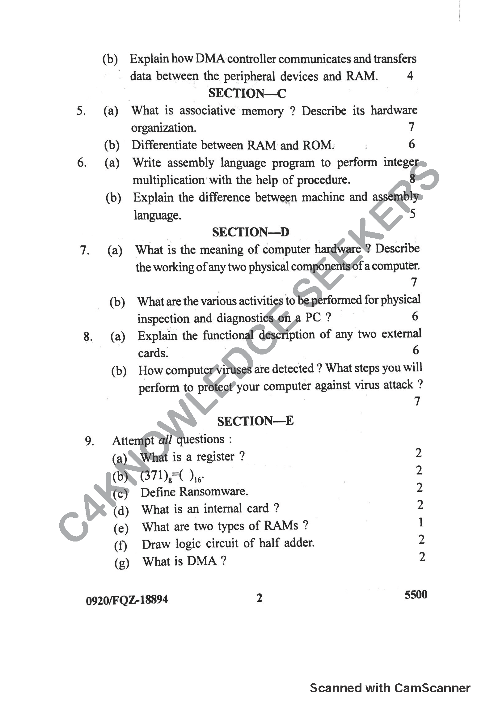 Question Paper 2019