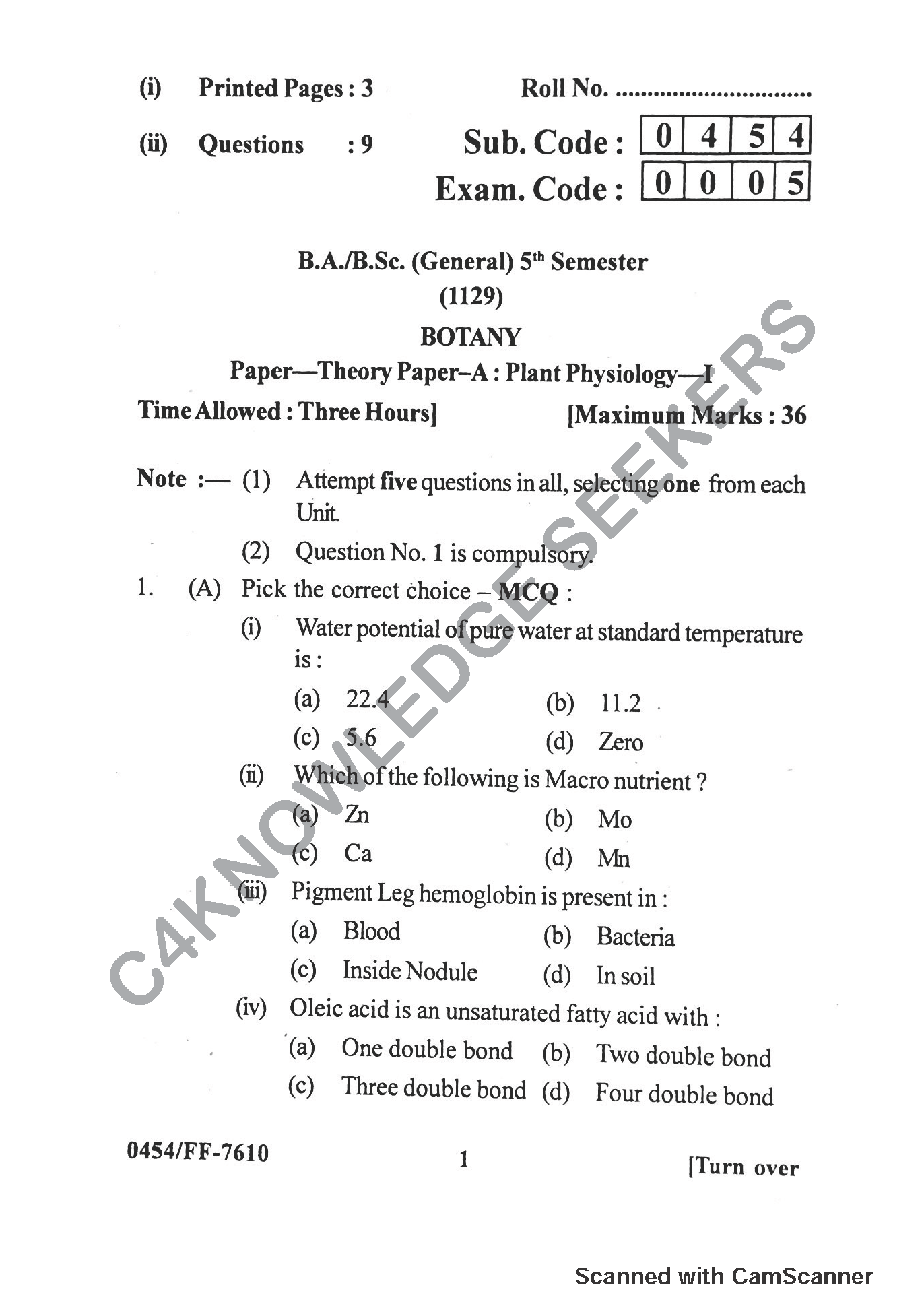 Question Paper 2019
