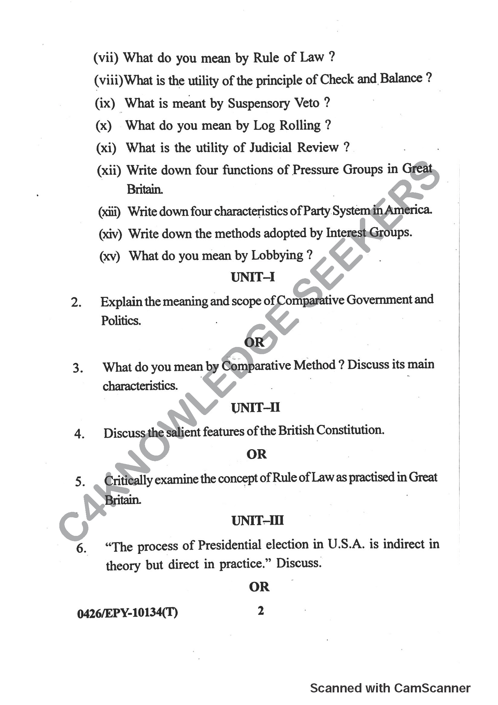 Question Paper 2018