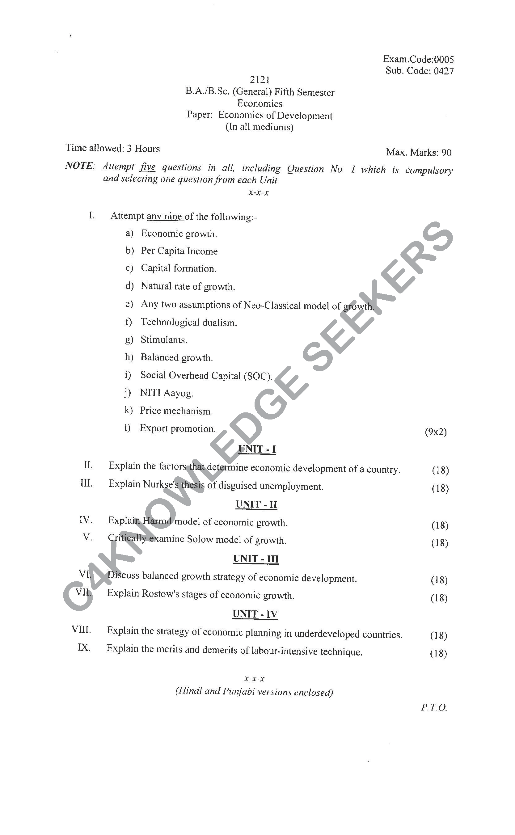Question Paper 2021