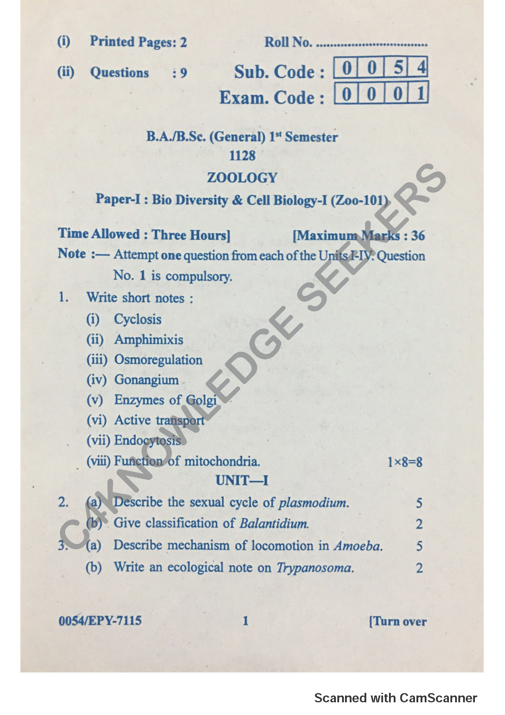 Question Paper 2018