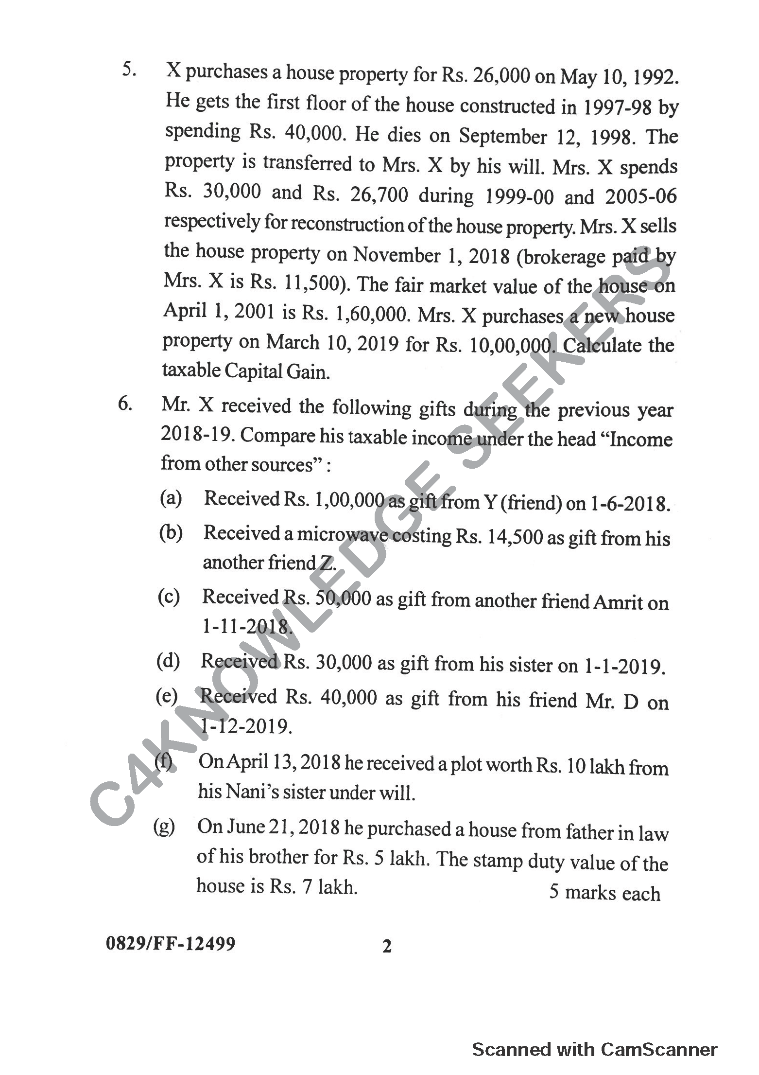 Question Paper 2019