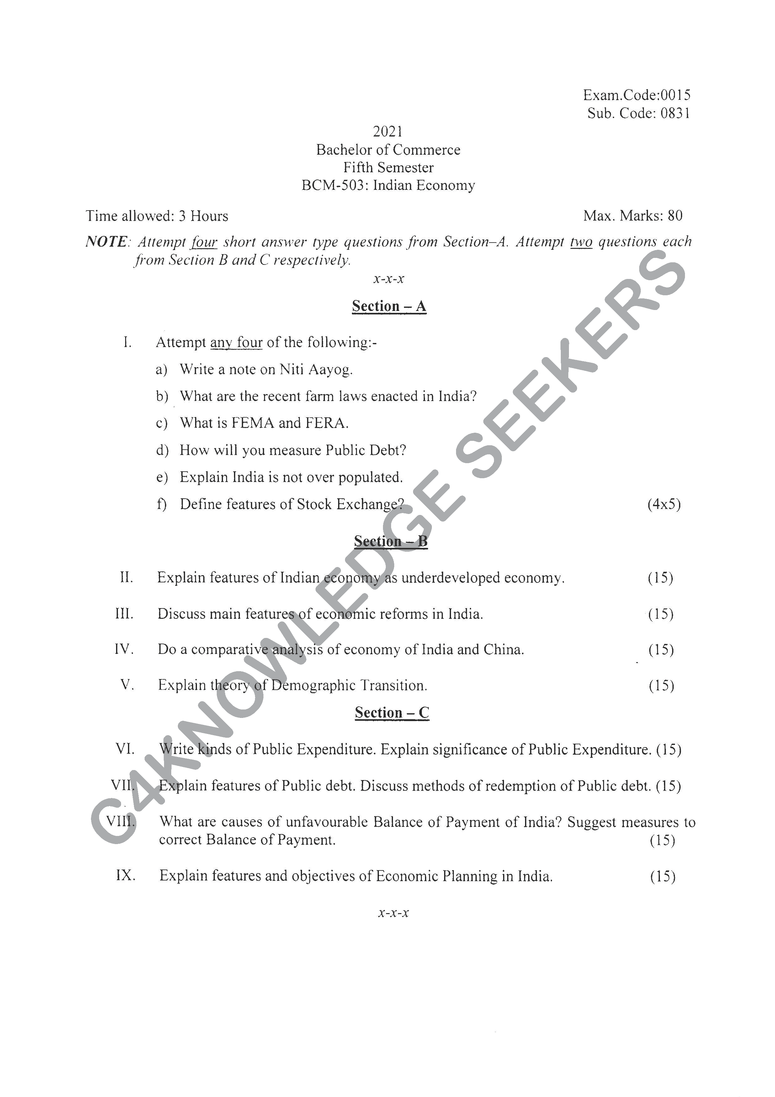 Question Paper 2020