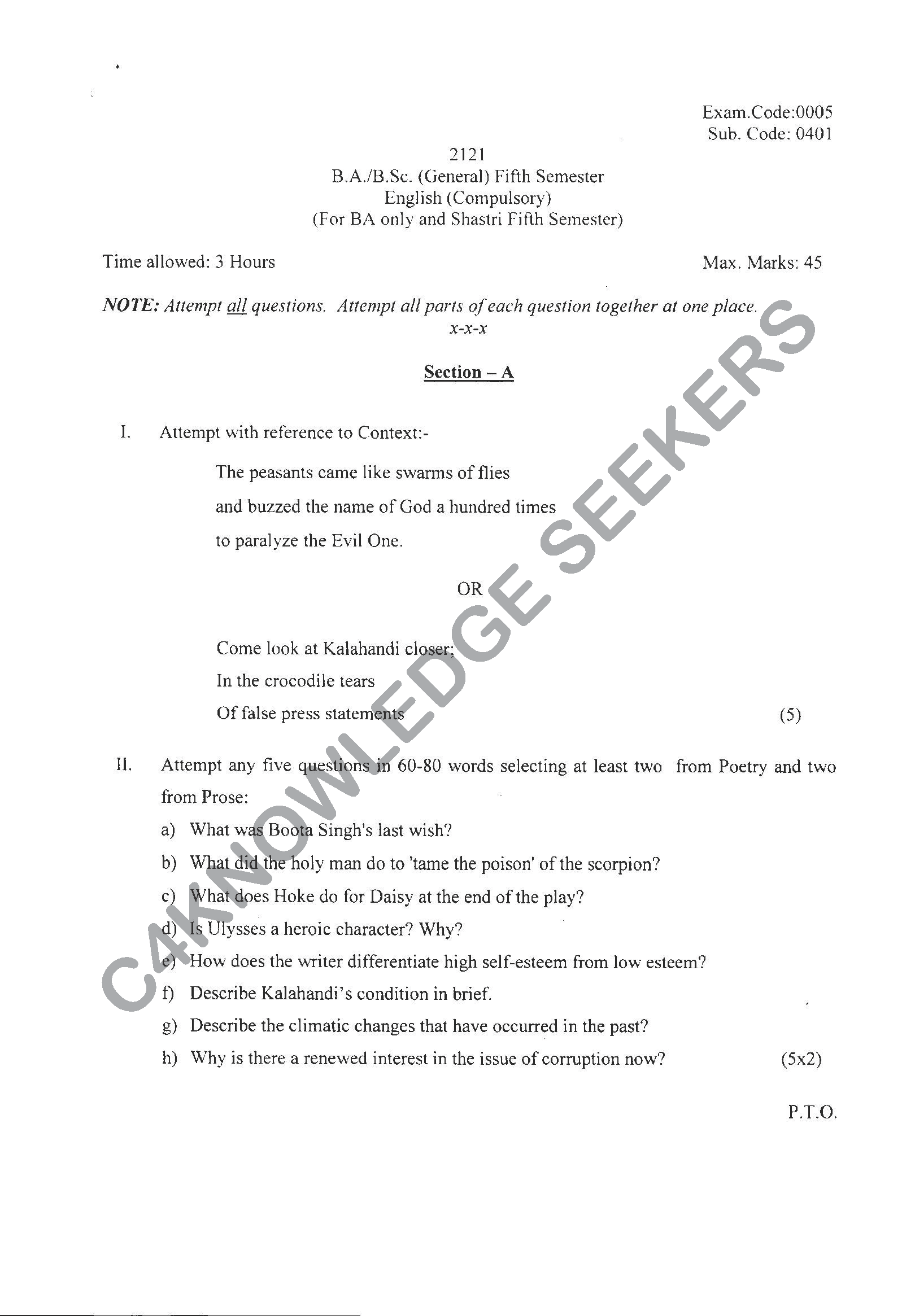 Question Paper 2021