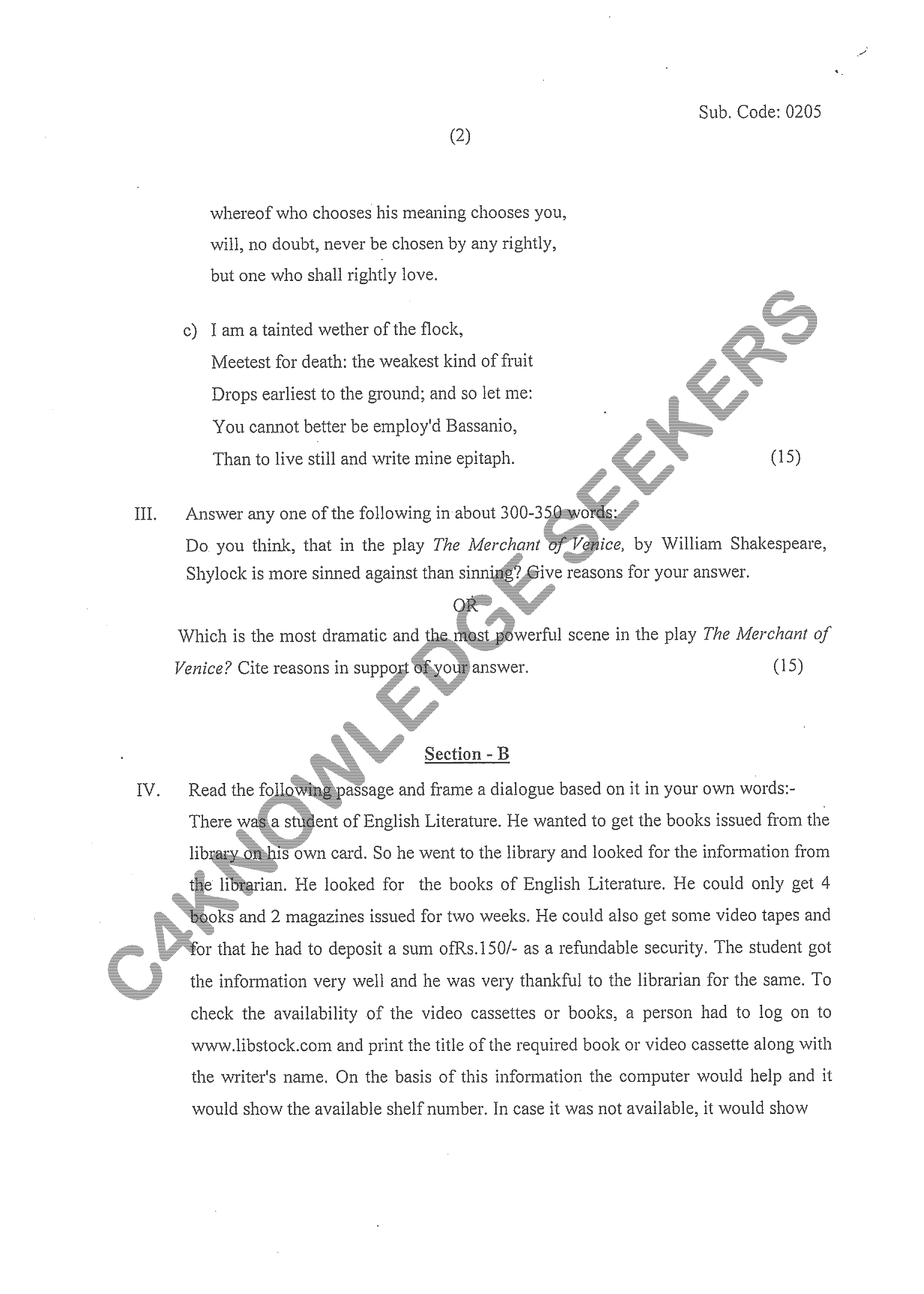 Question Paper 2020