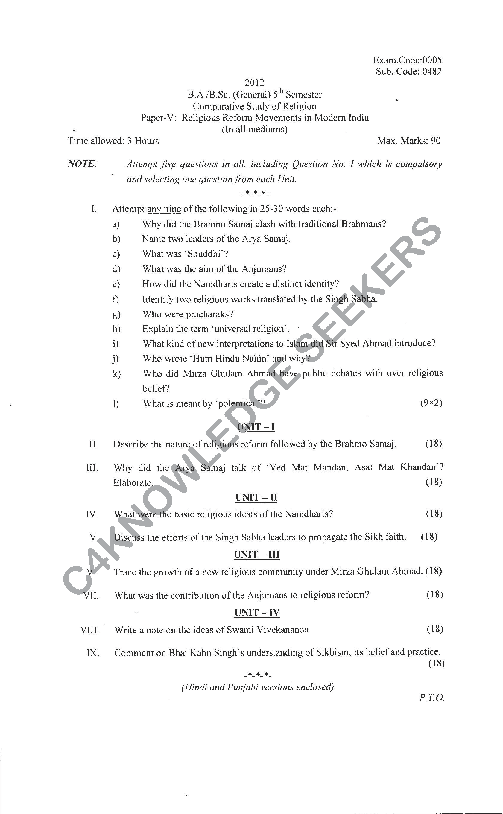 Question Paper 2021