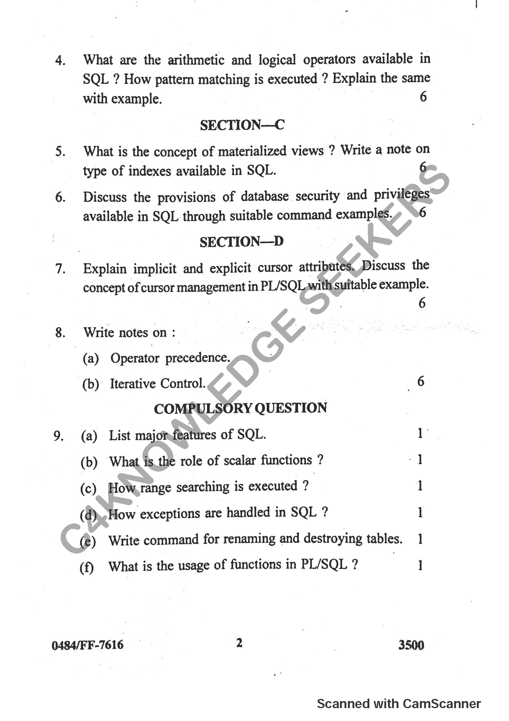 Question Paper 2019