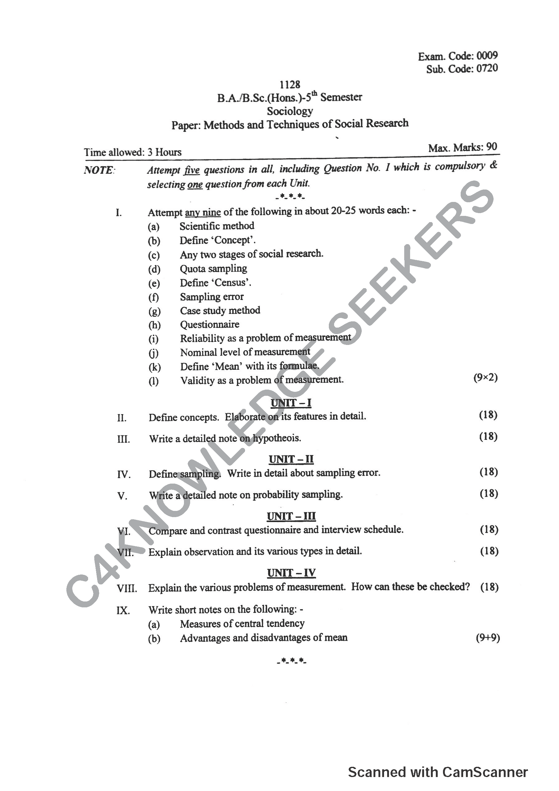 Question Paper 2018