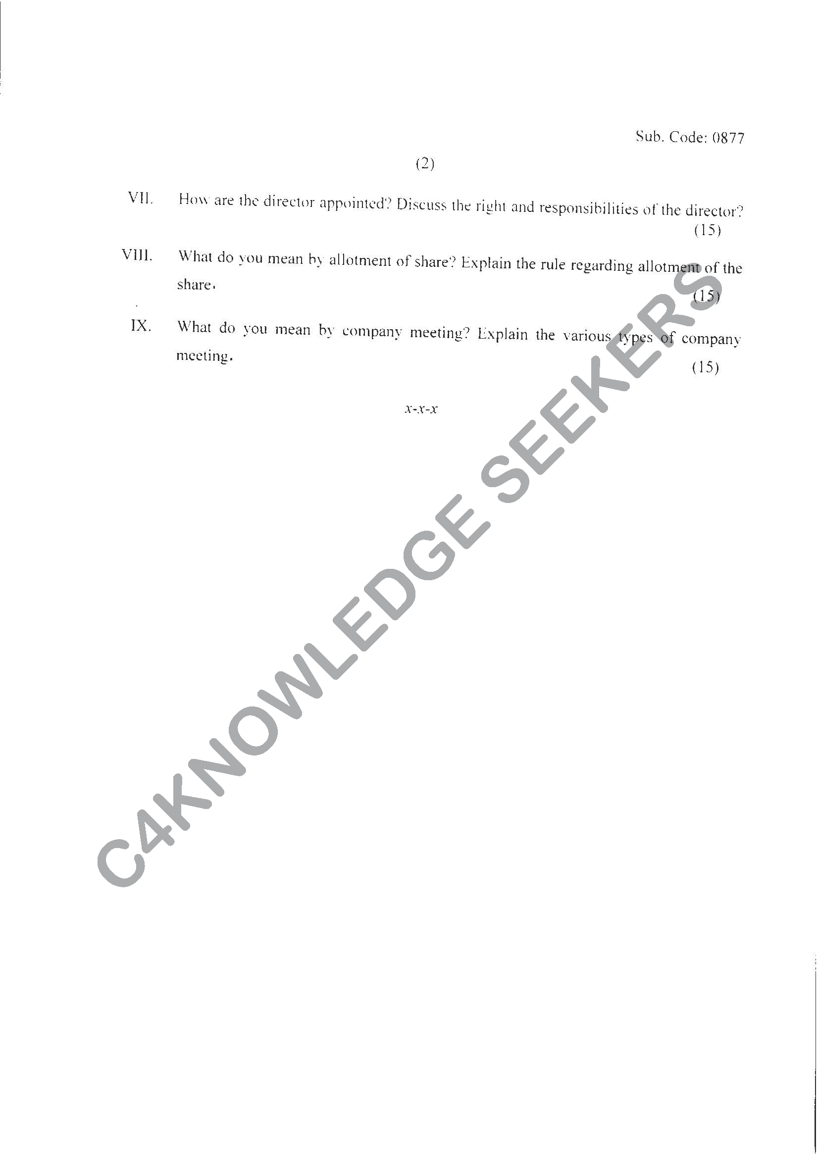 Question Paper 2021