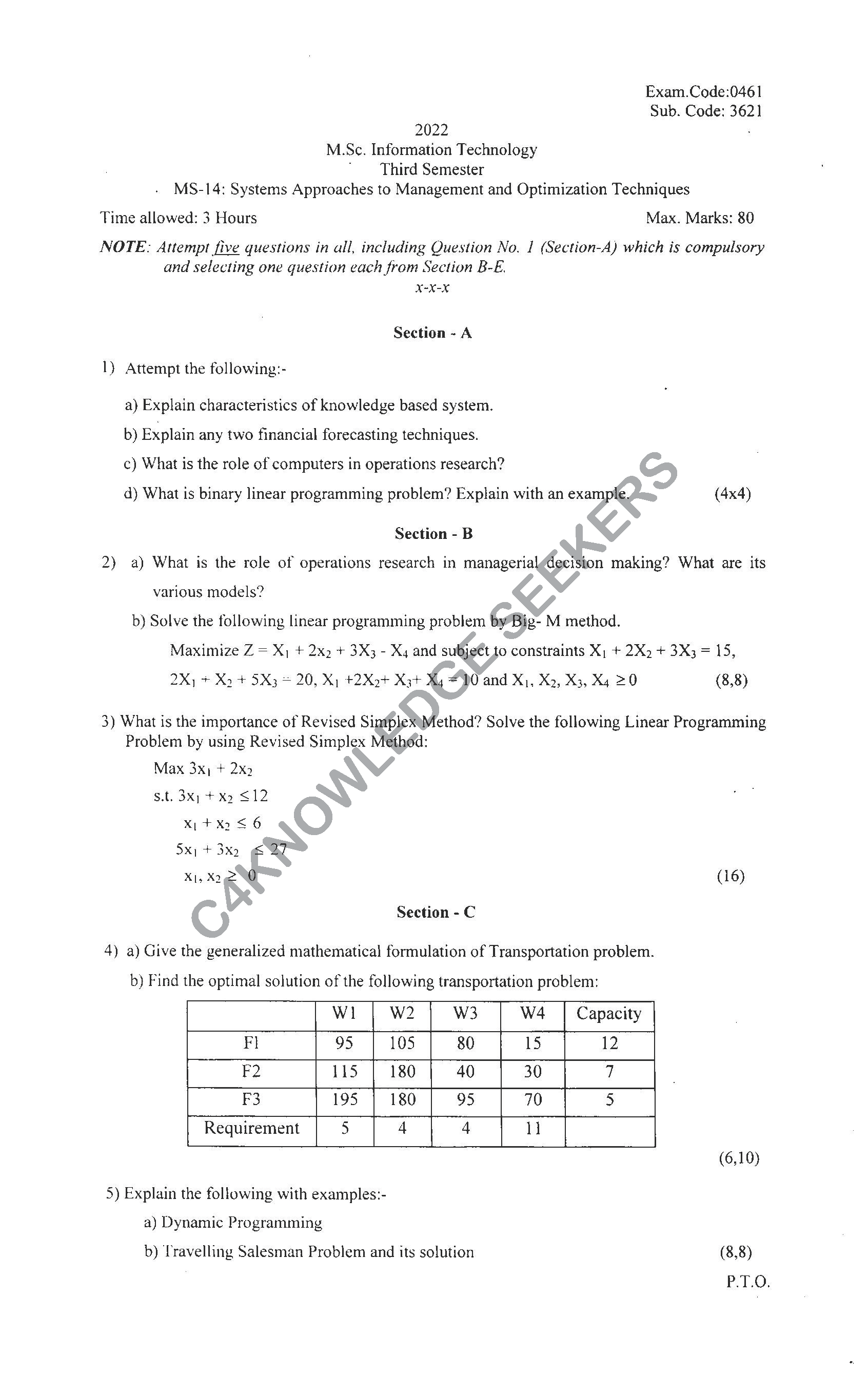 Question Paper 2021