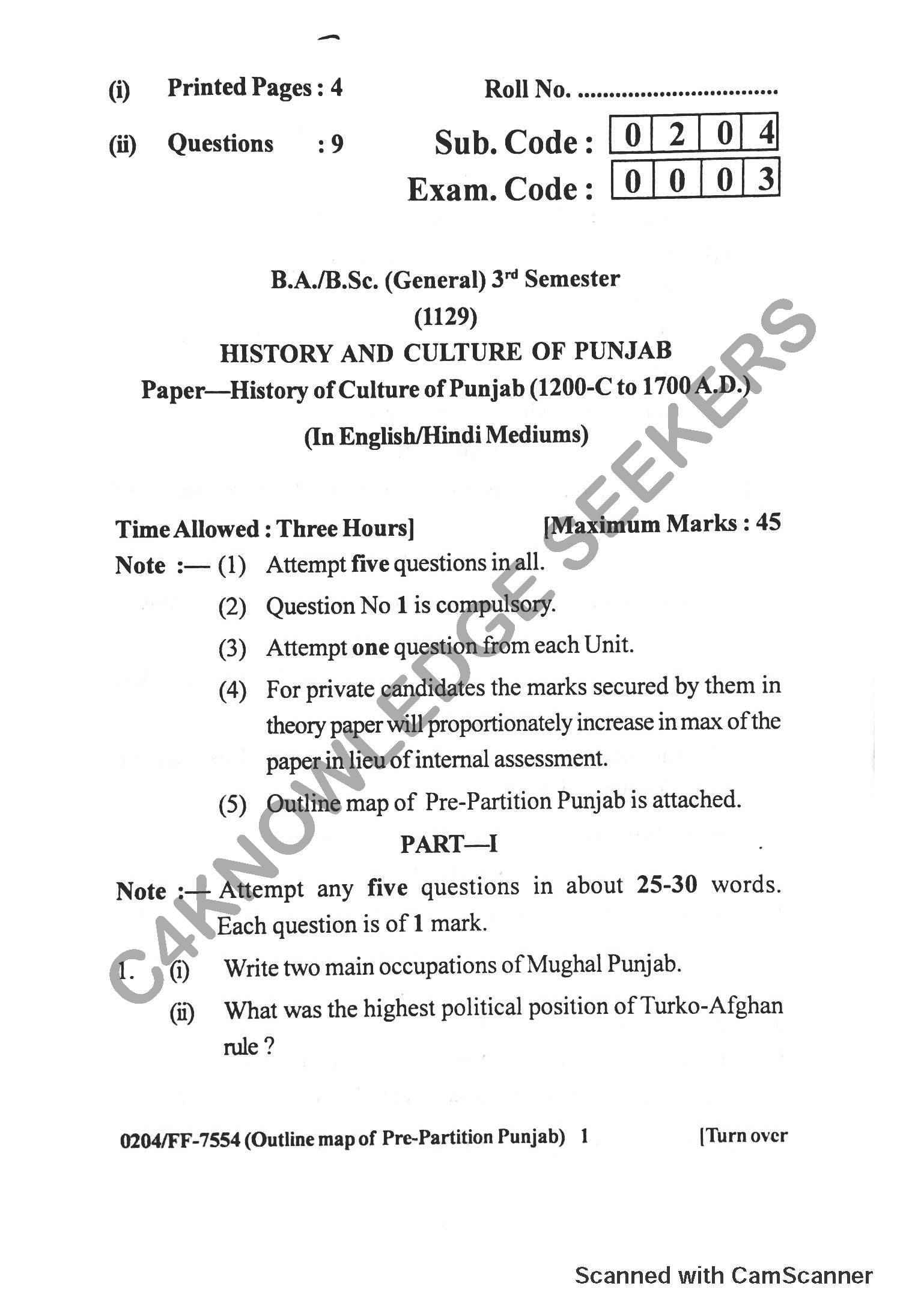 Question Paper 2019