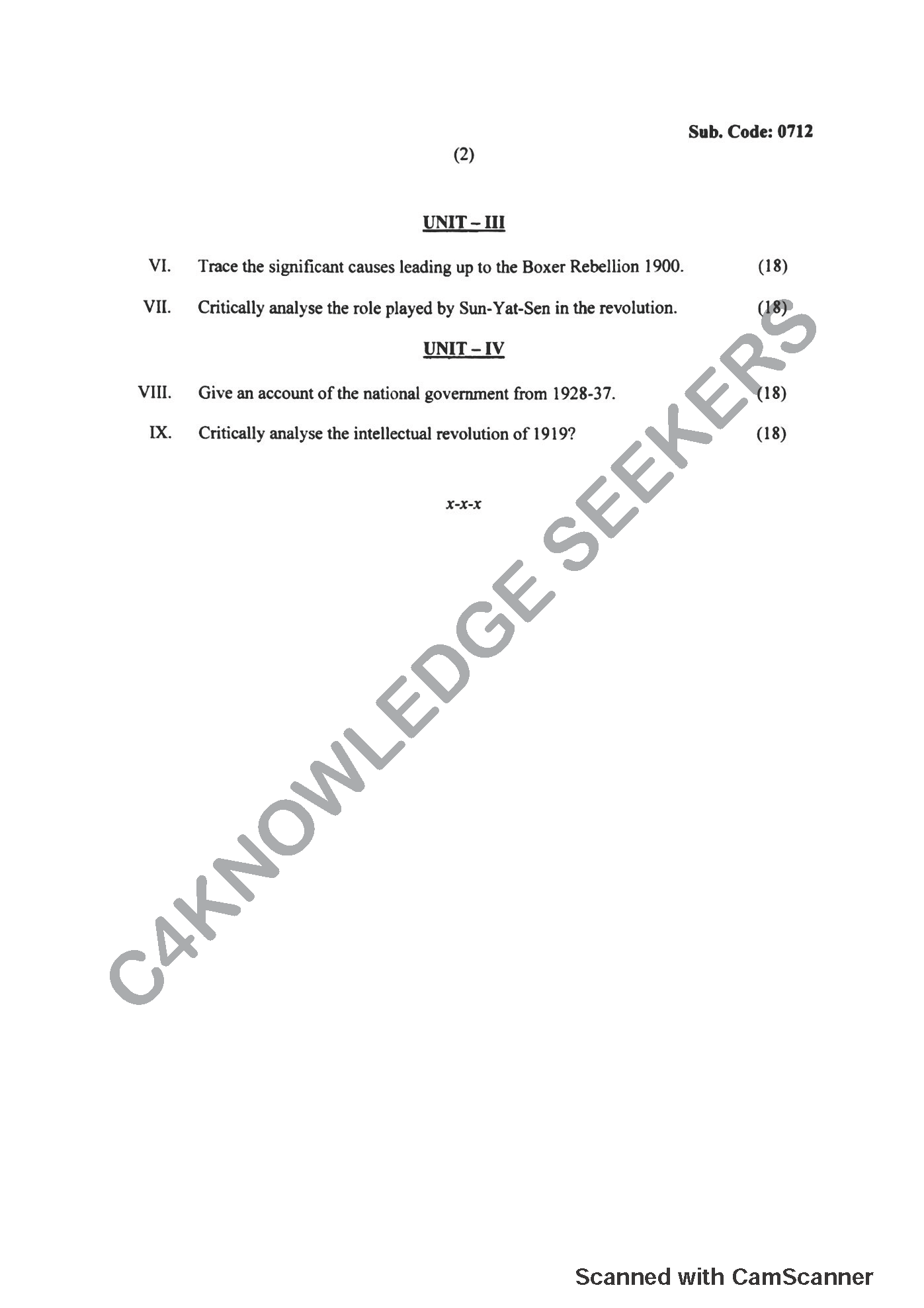 Question Paper 2019