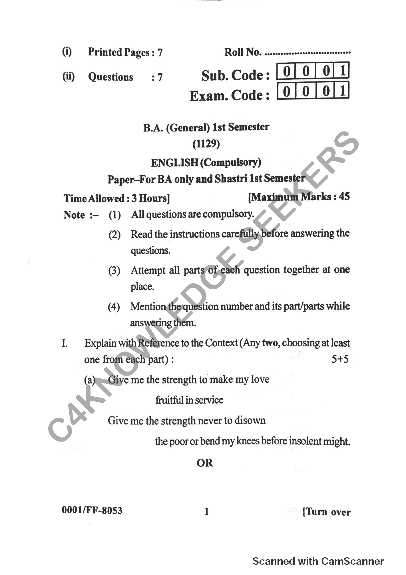 Question Paper 2019