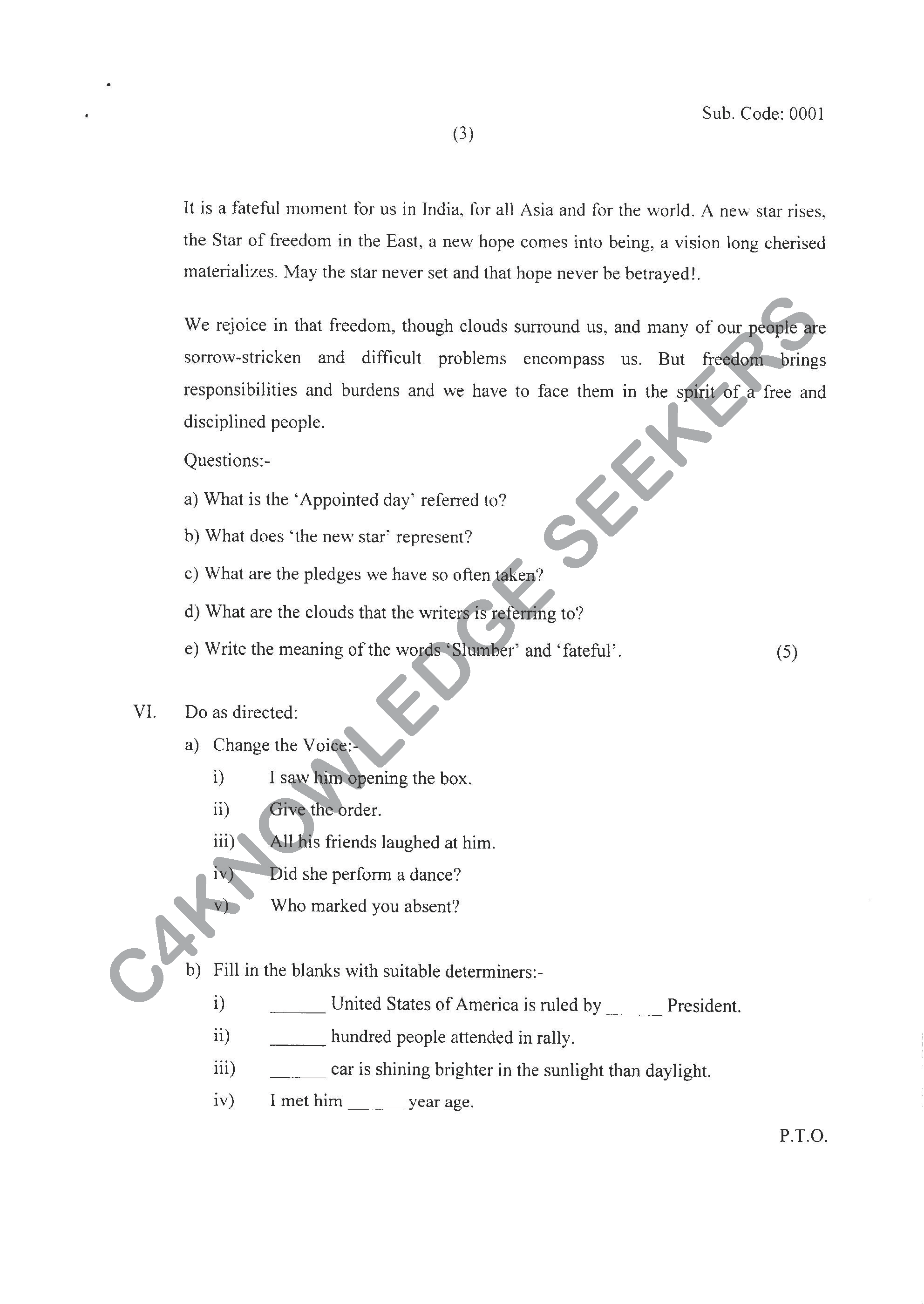 Question Paper 2021