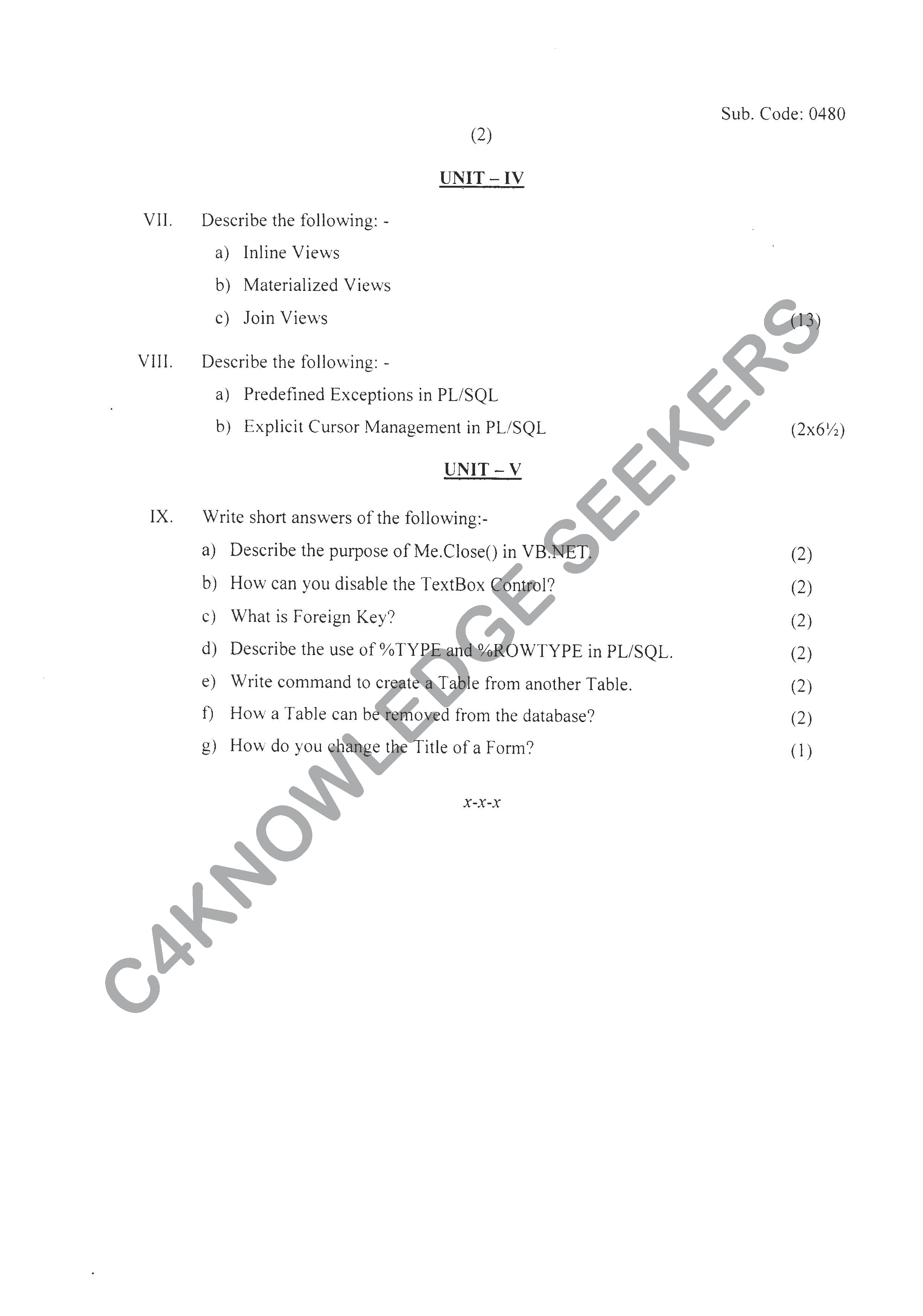 Question Paper 2020