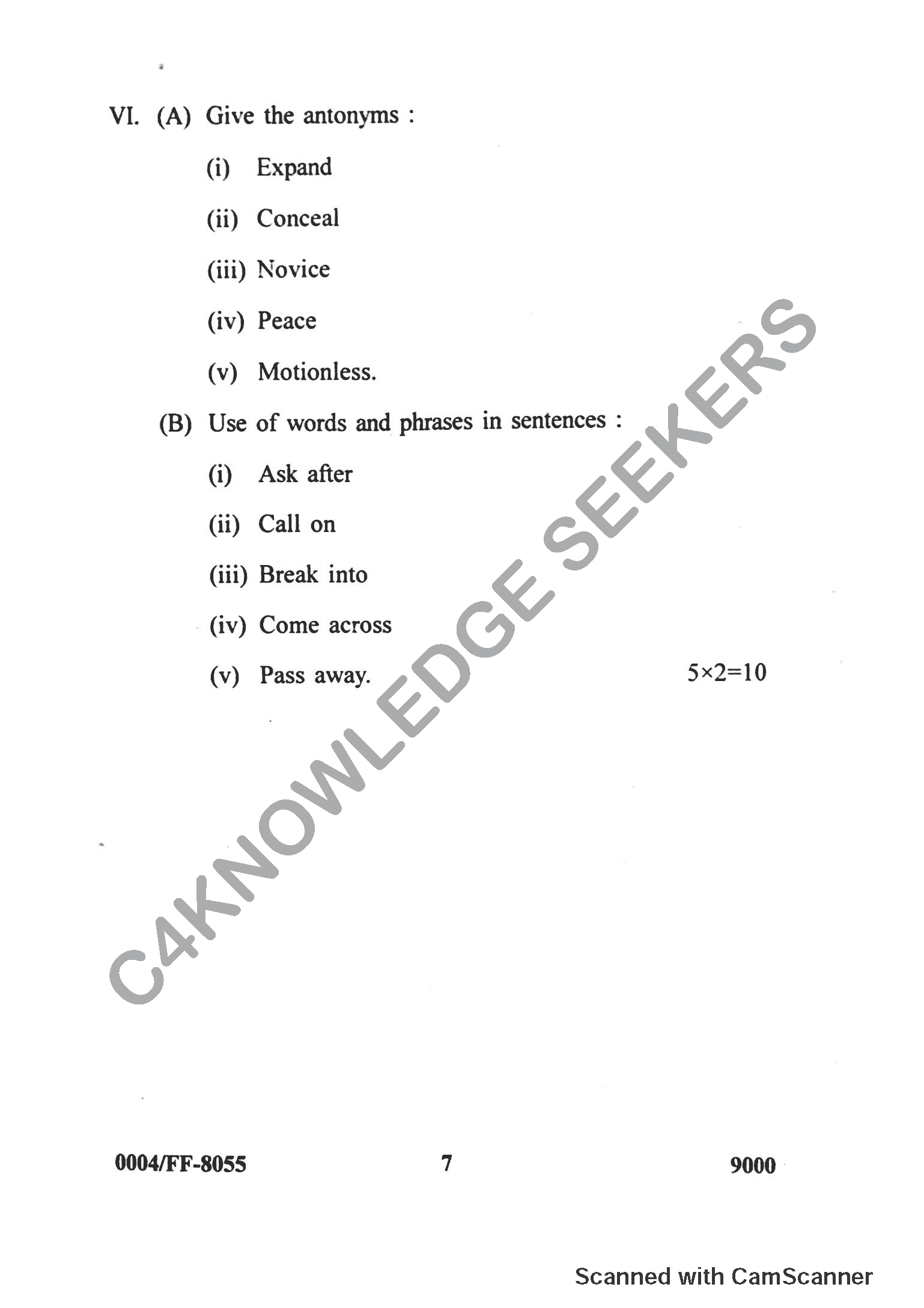 Question Paper 2019