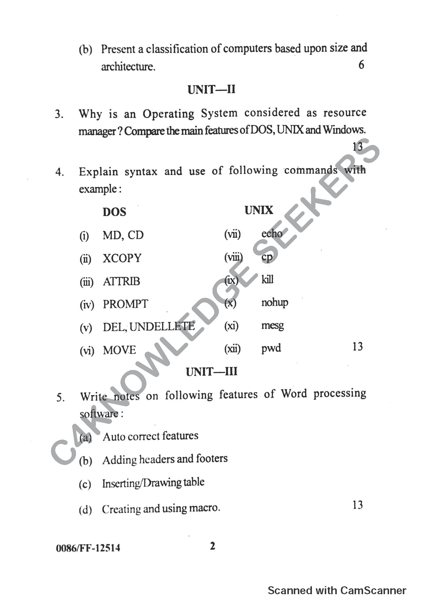 Question Paper 2019
