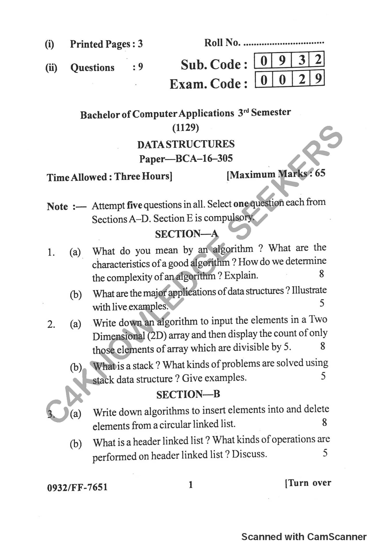 Question Paper 2019