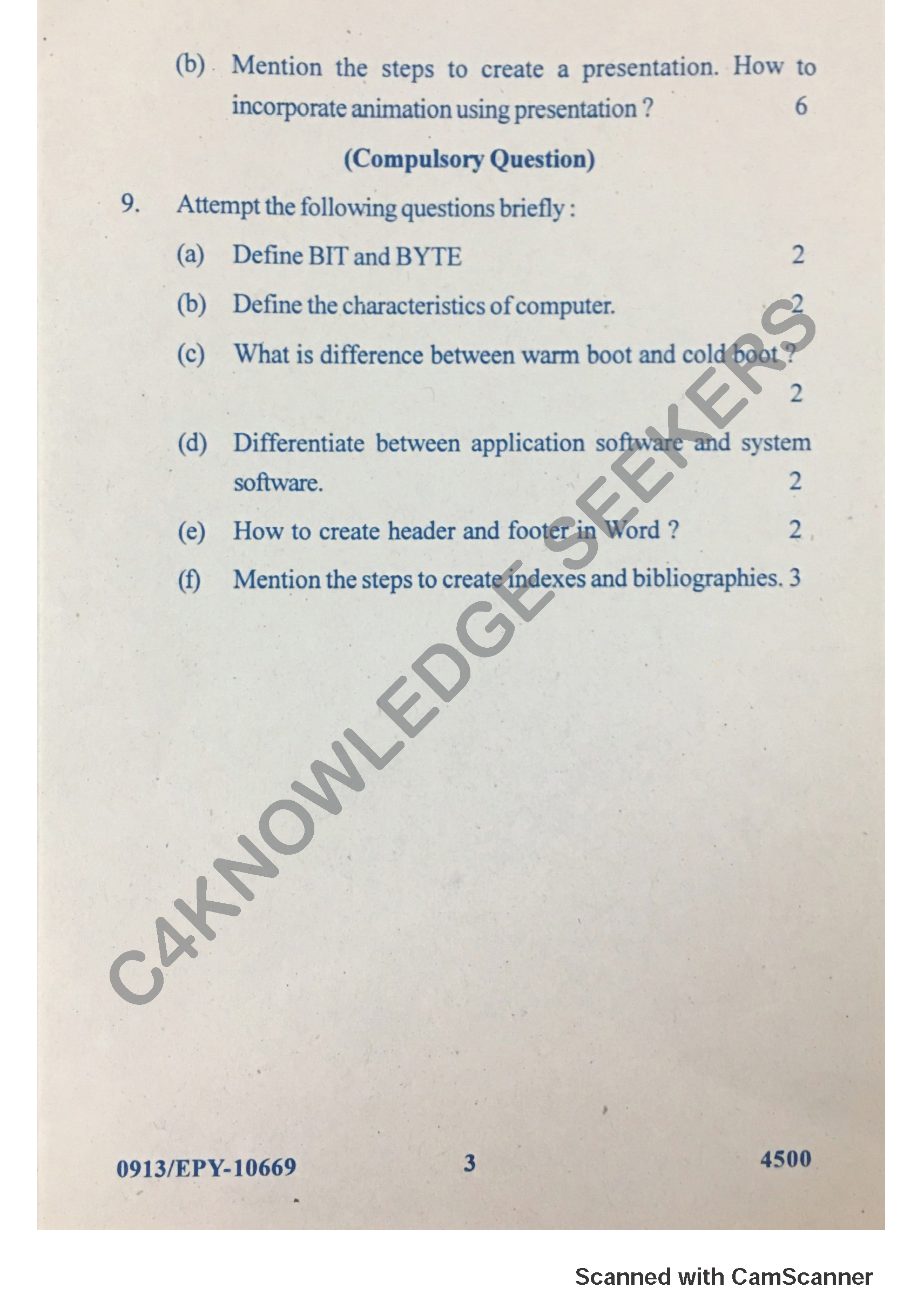 Question Paper 2018