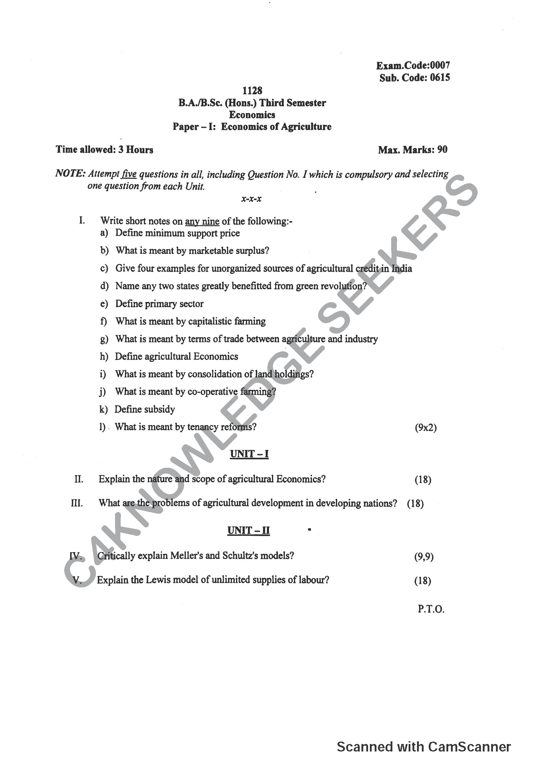 Question Paper 2018