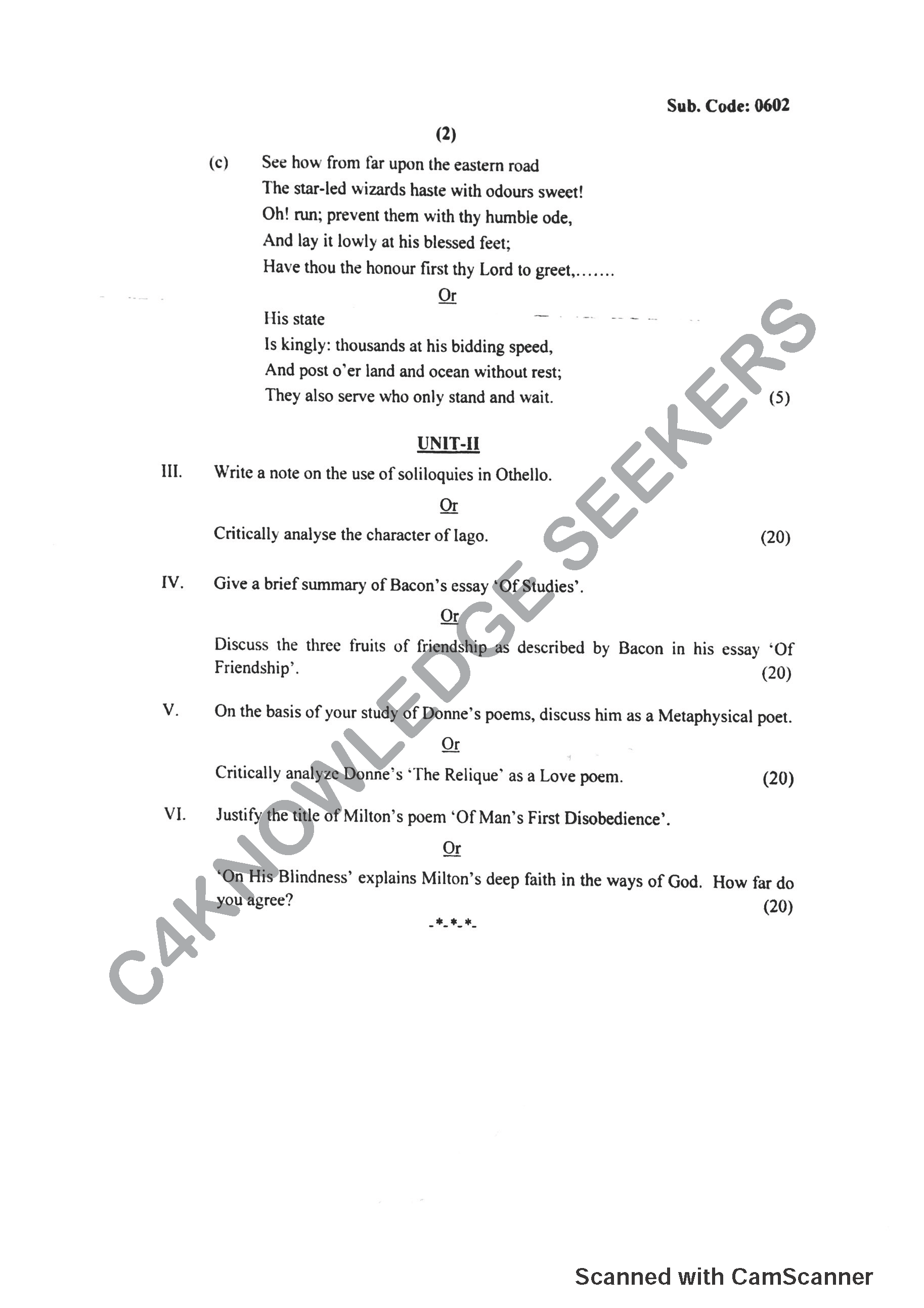 Question Paper 2019