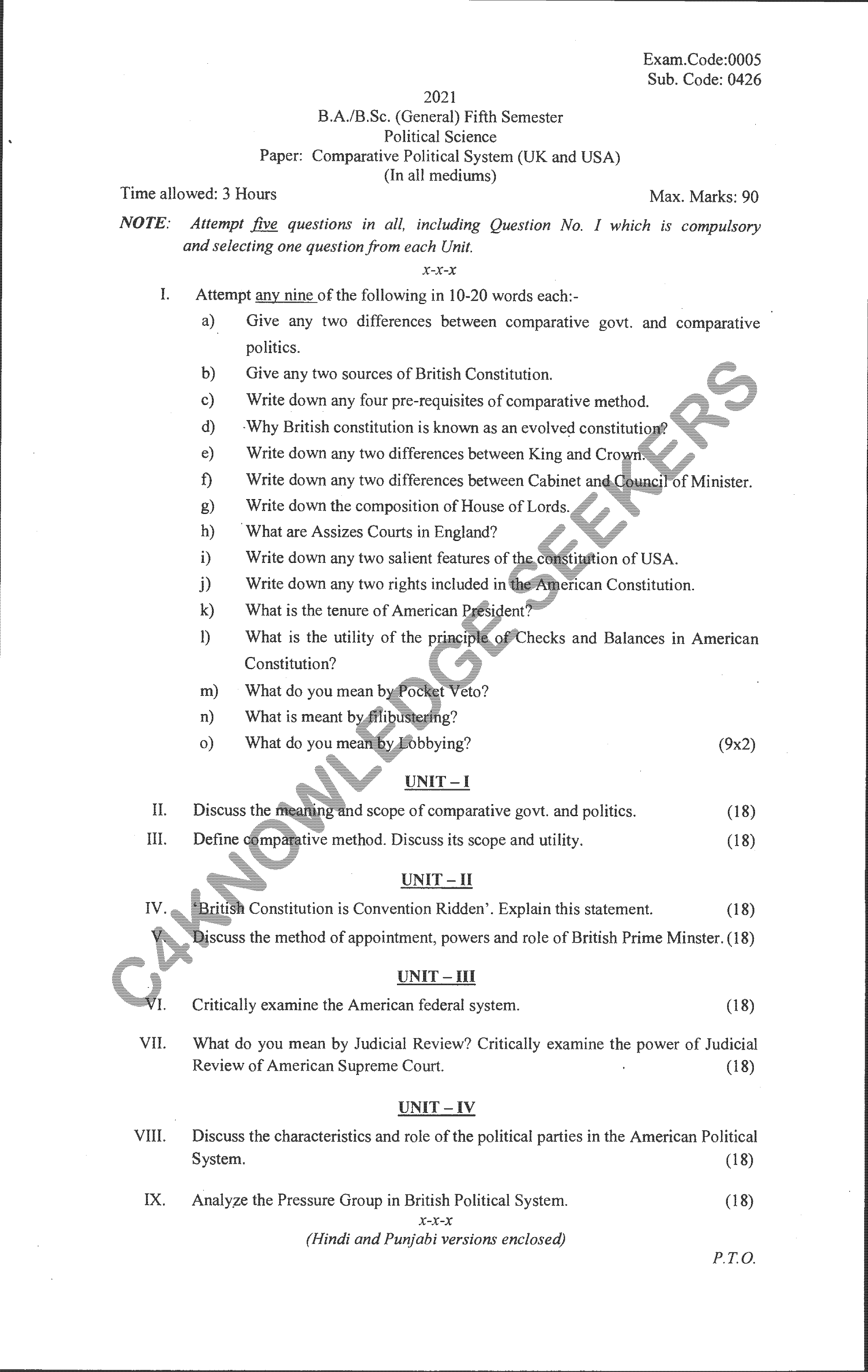Question Paper 2020