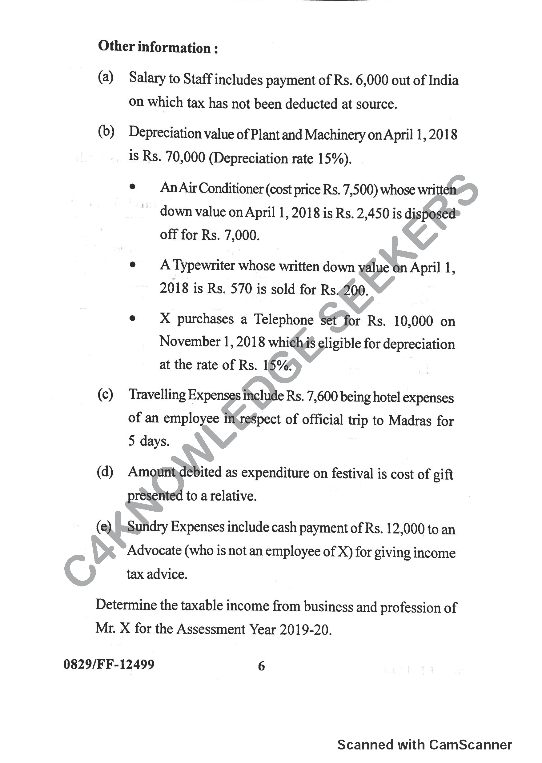 Question Paper 2019
