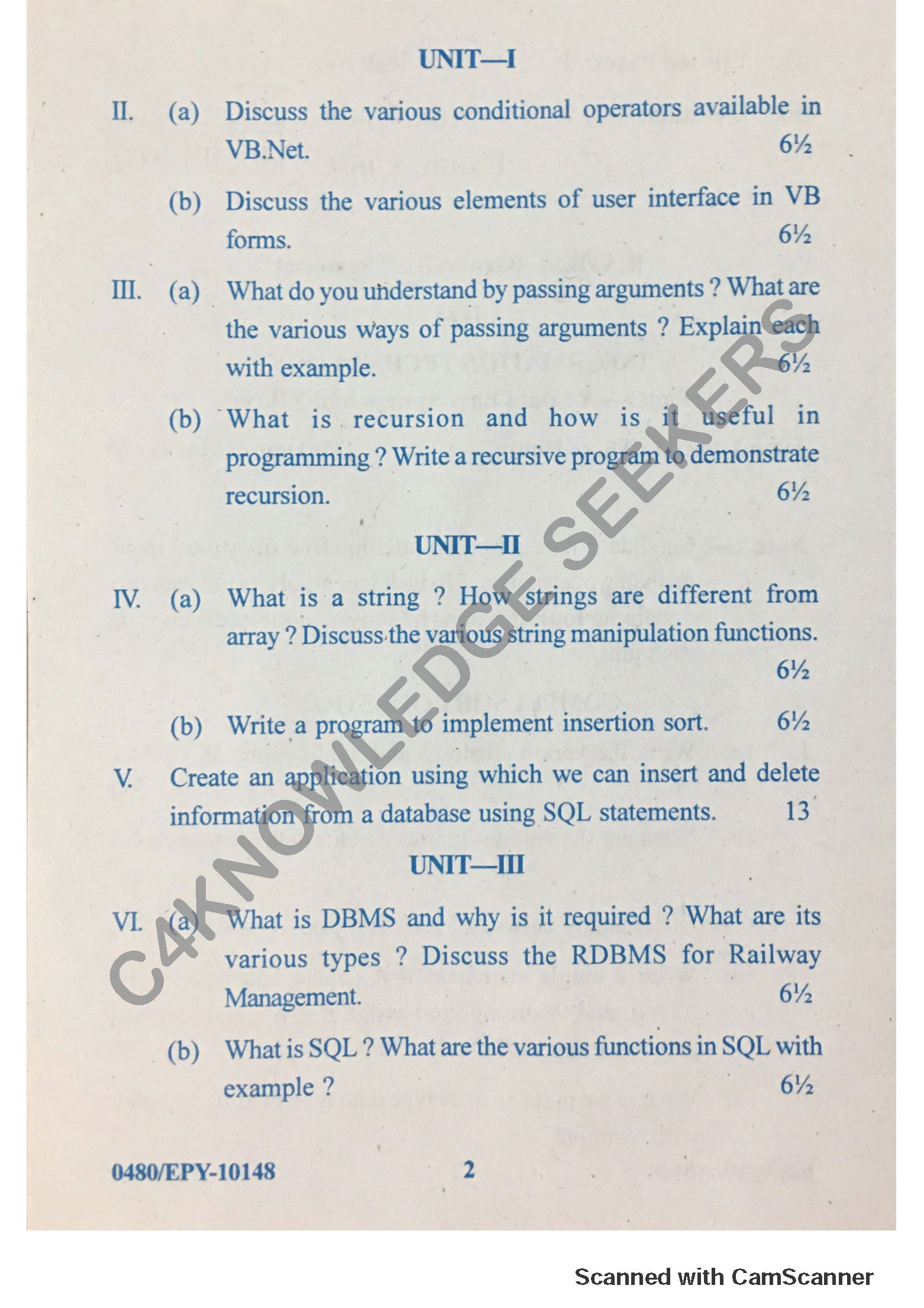 Question Paper 2018