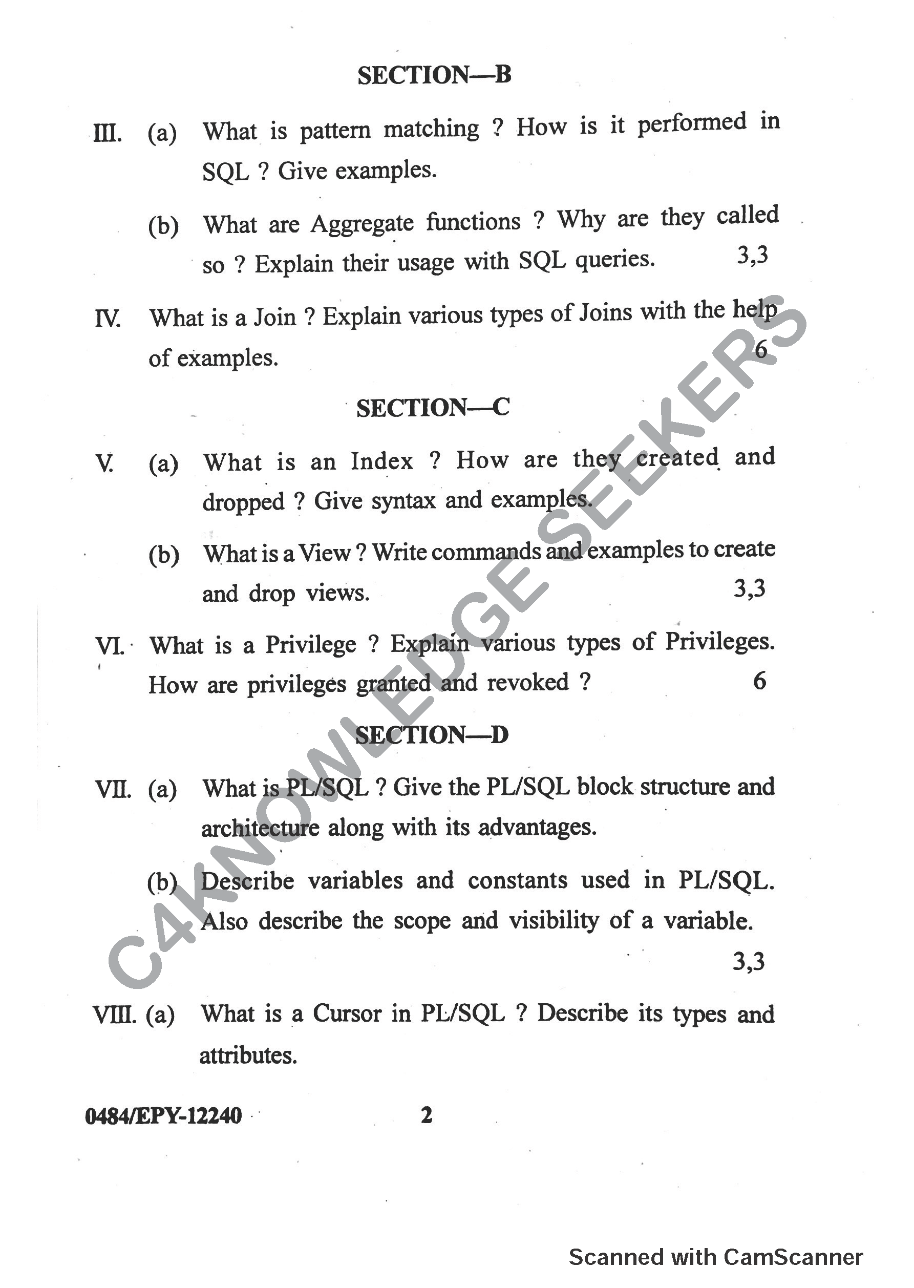 Question Paper 2018