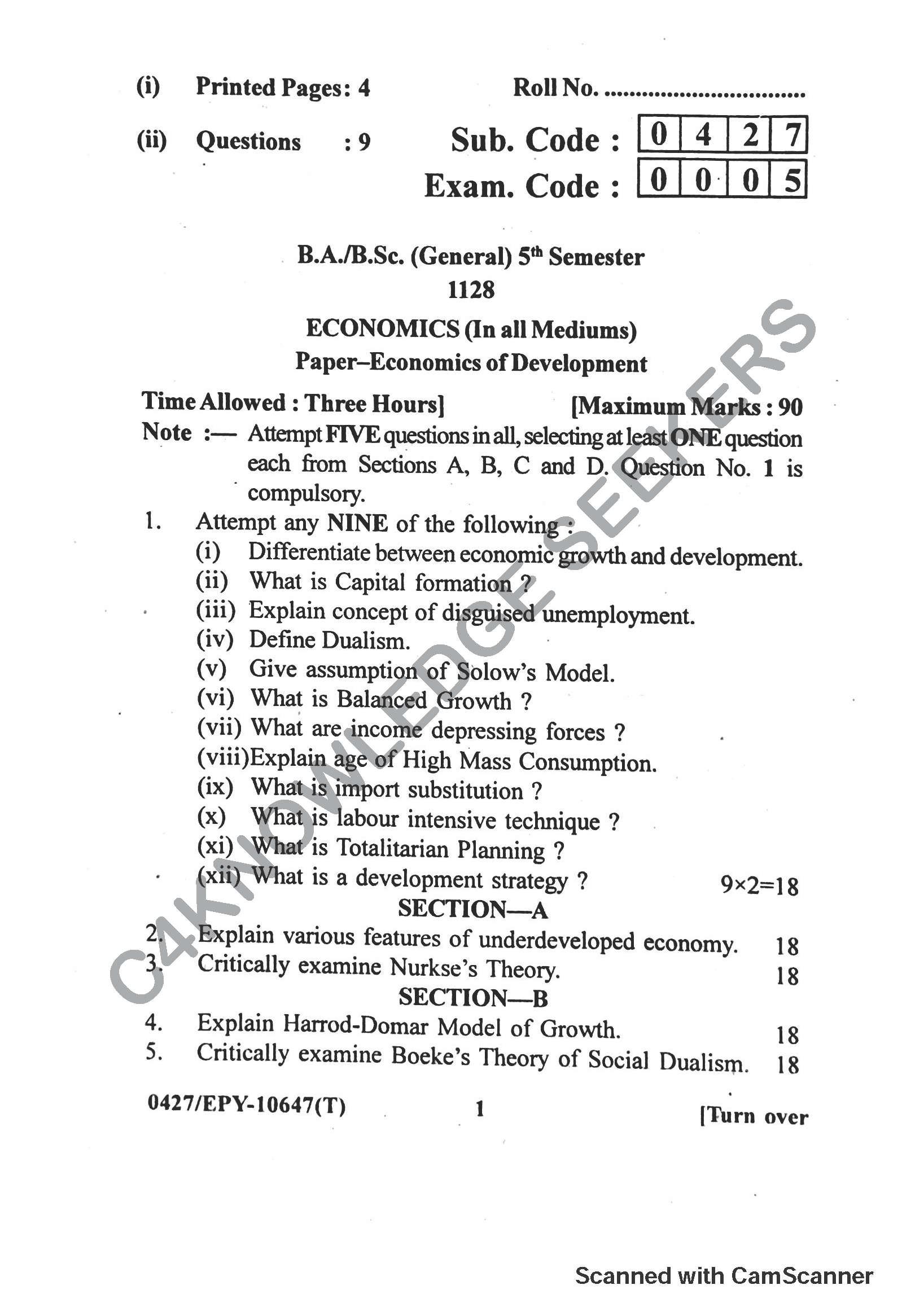 Question Paper 2018