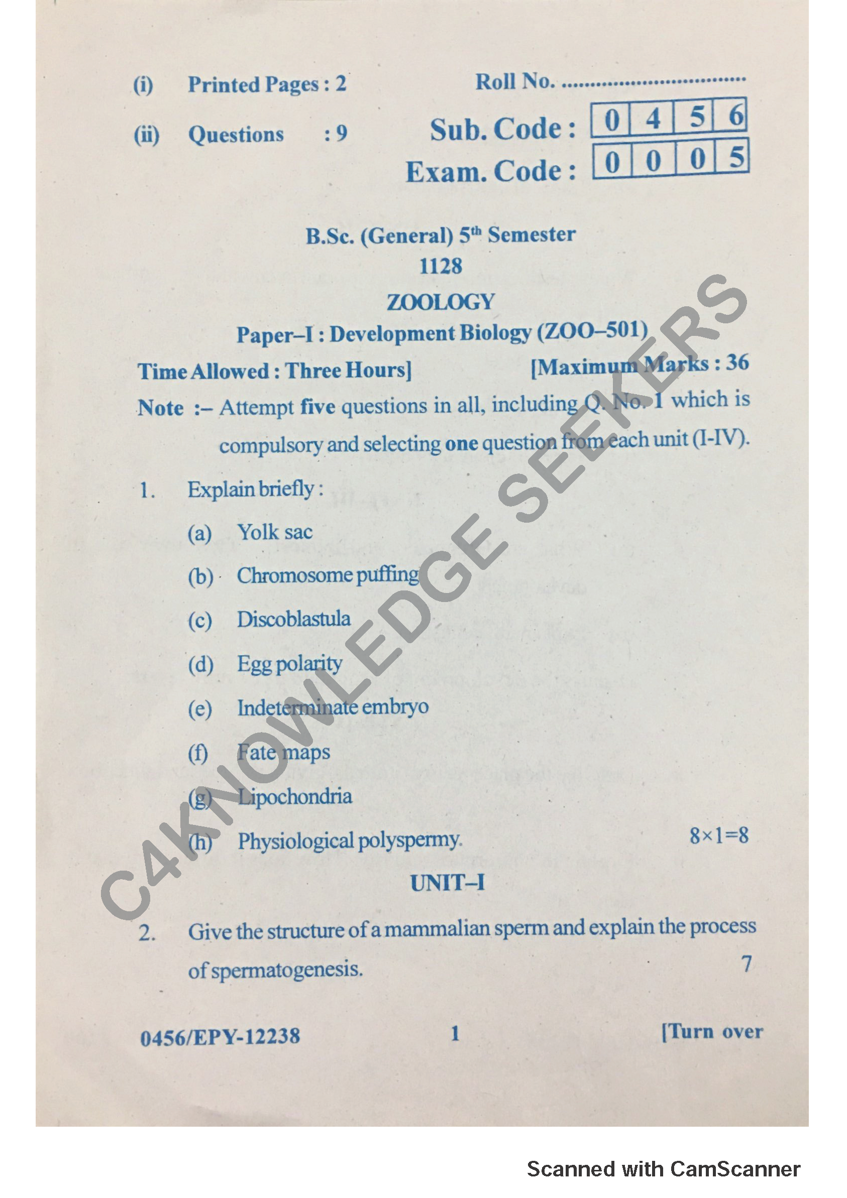 Question Paper 2018