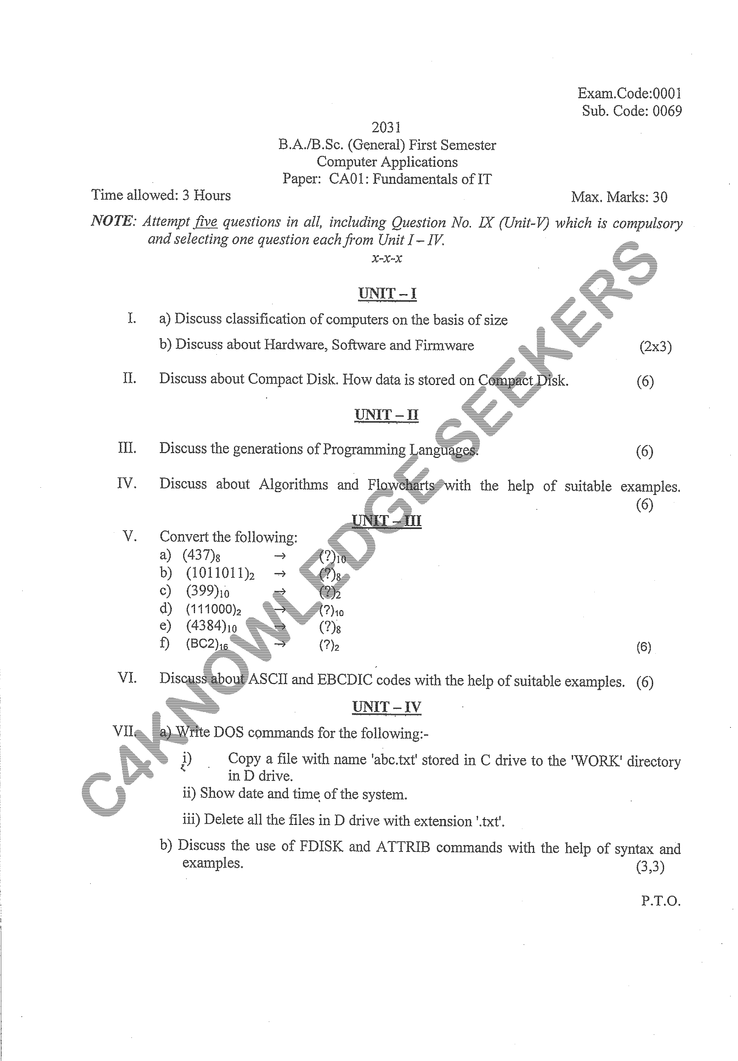 Question Paper 2020