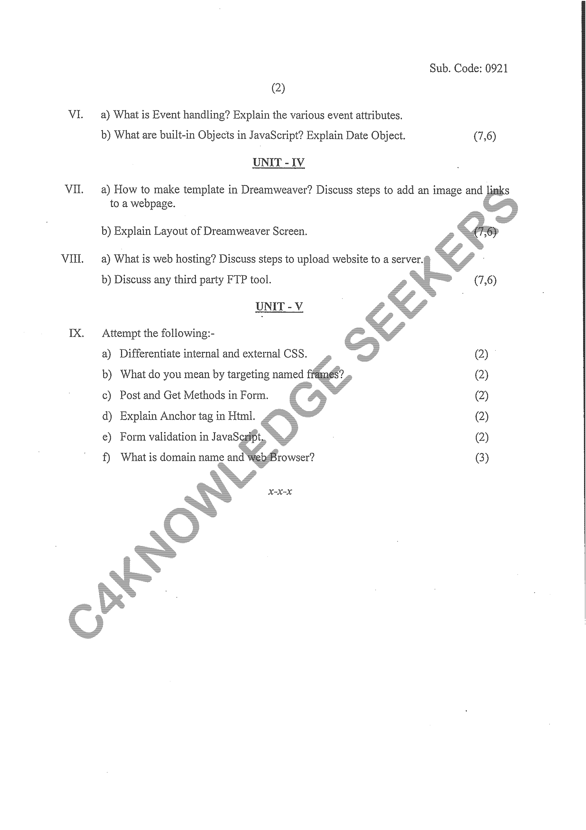 Question Paper 2021