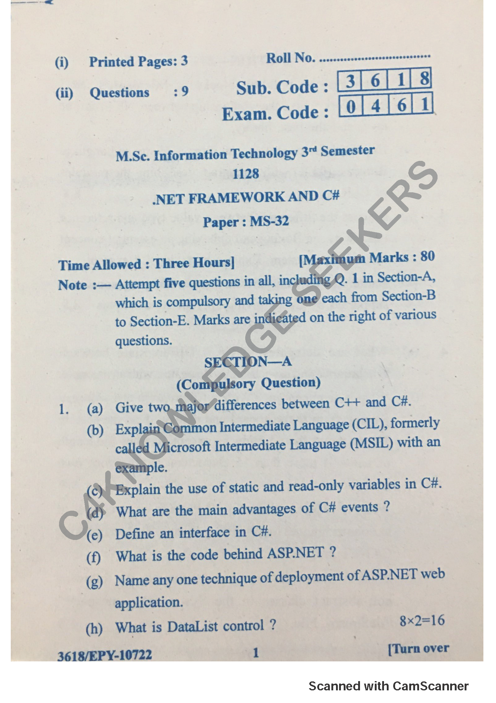 Question Paper 2018