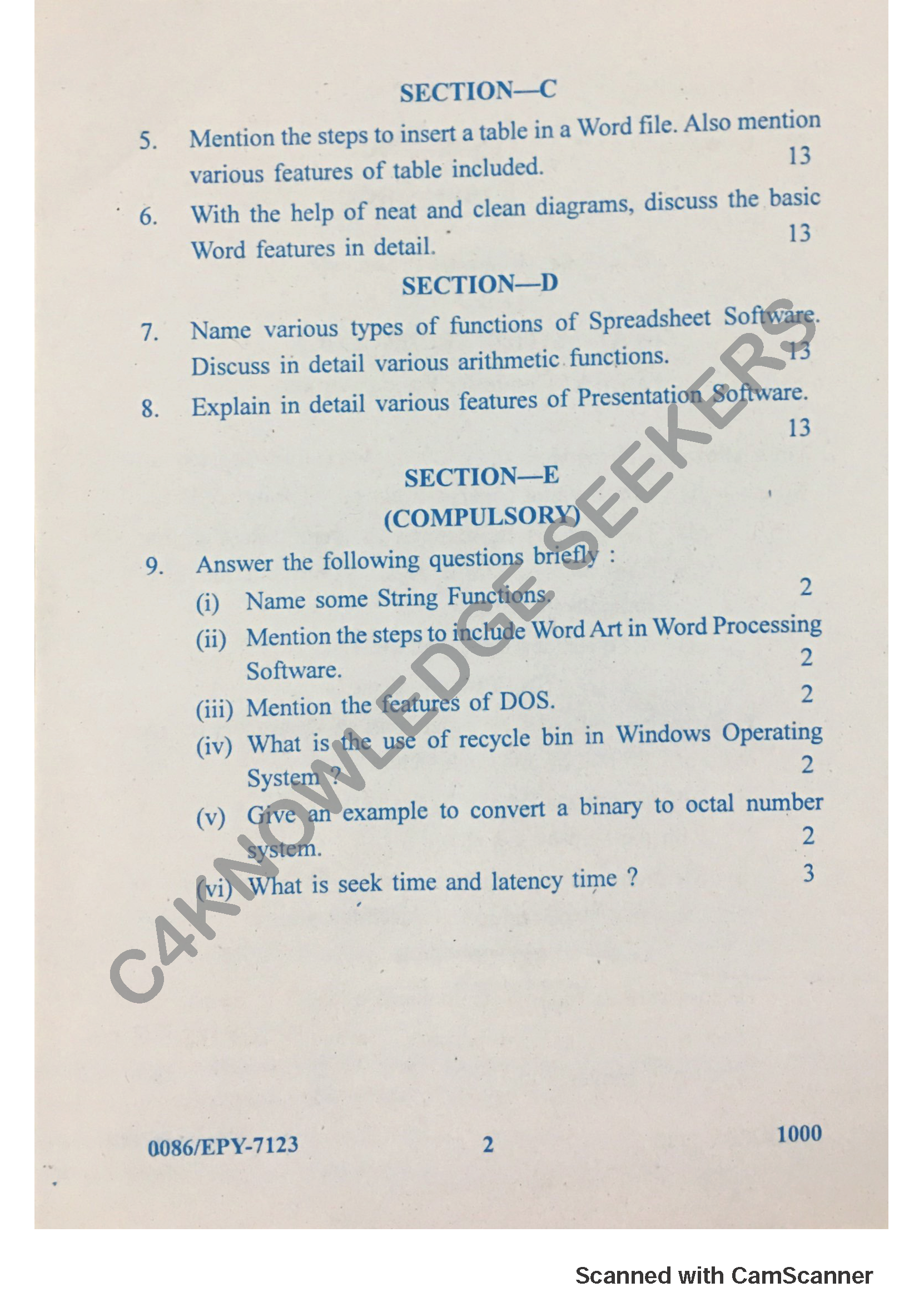 Question Paper 2018