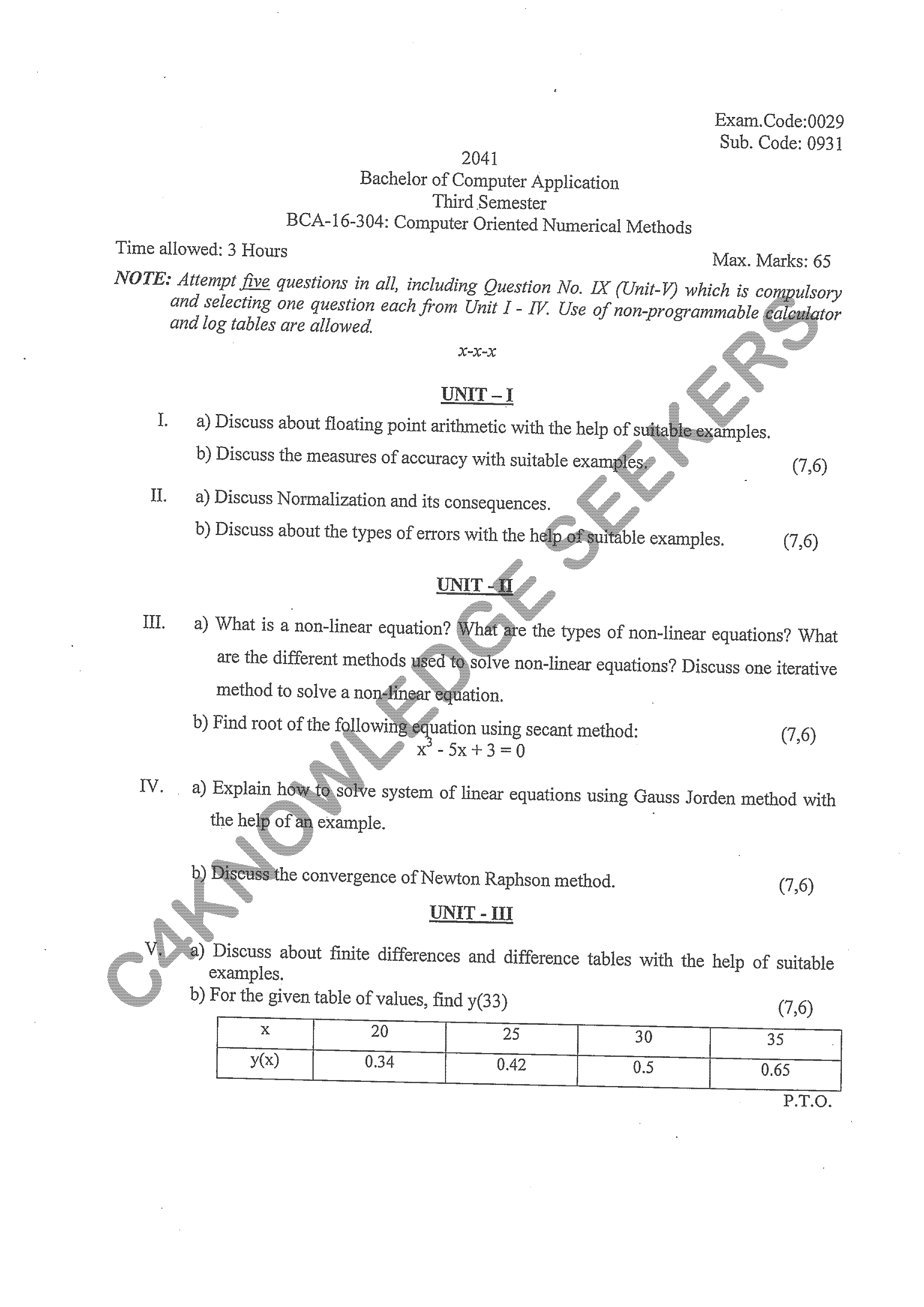 Question Paper 2020