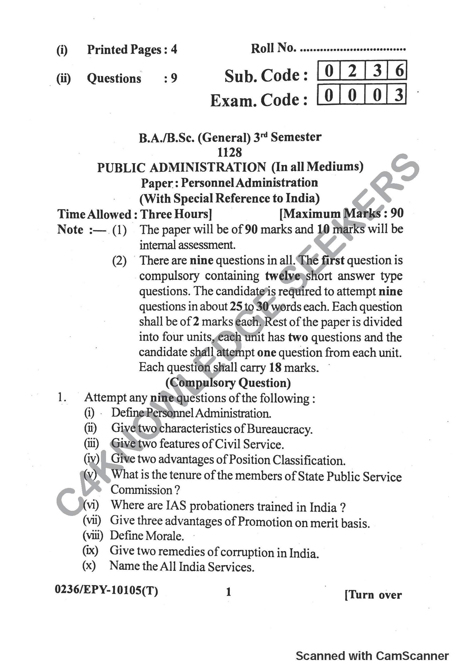 Question Paper 2018