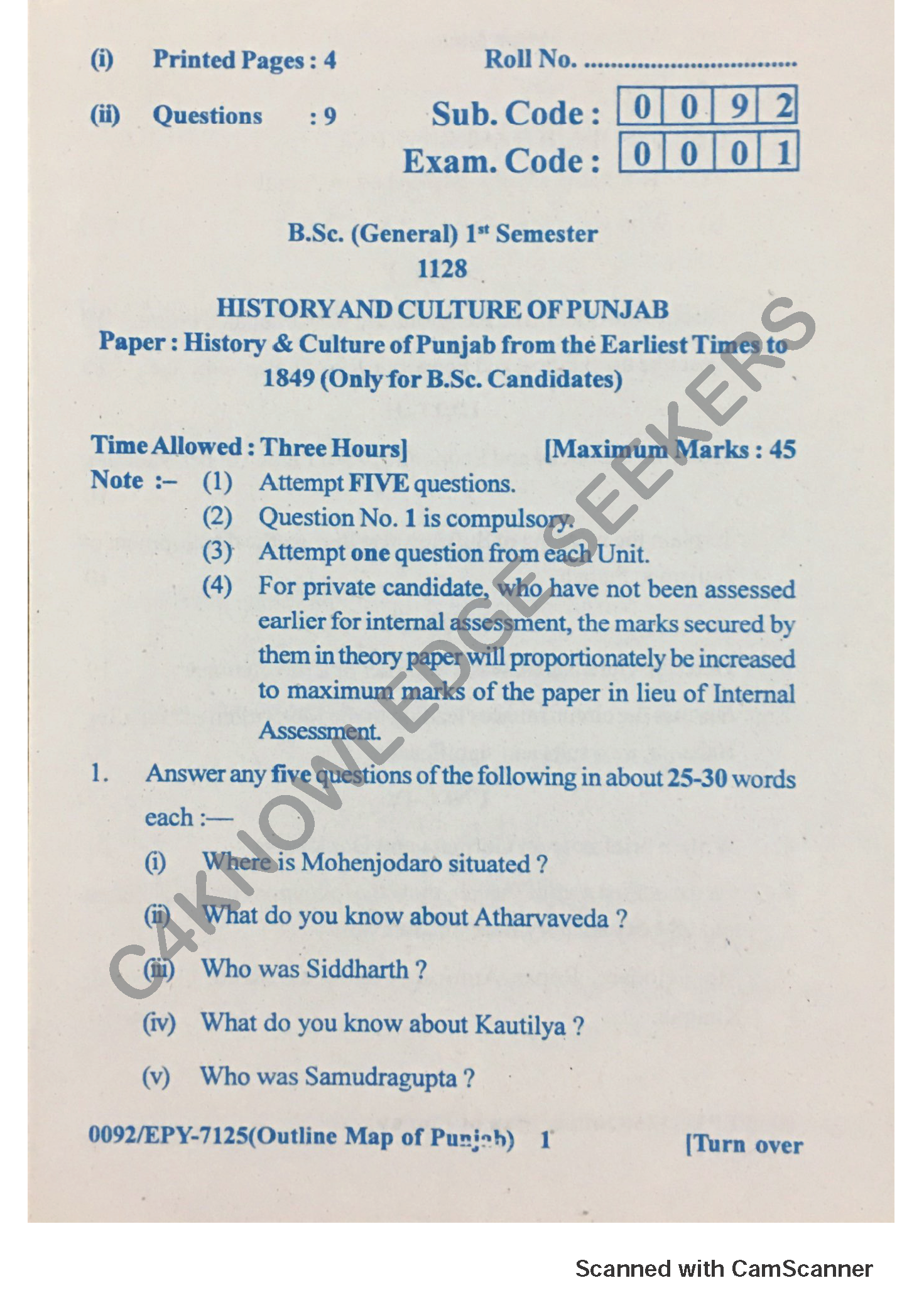 Question Paper 2018