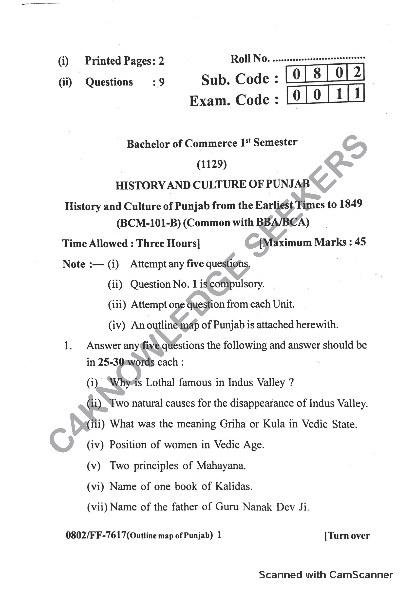 Question Paper 2019