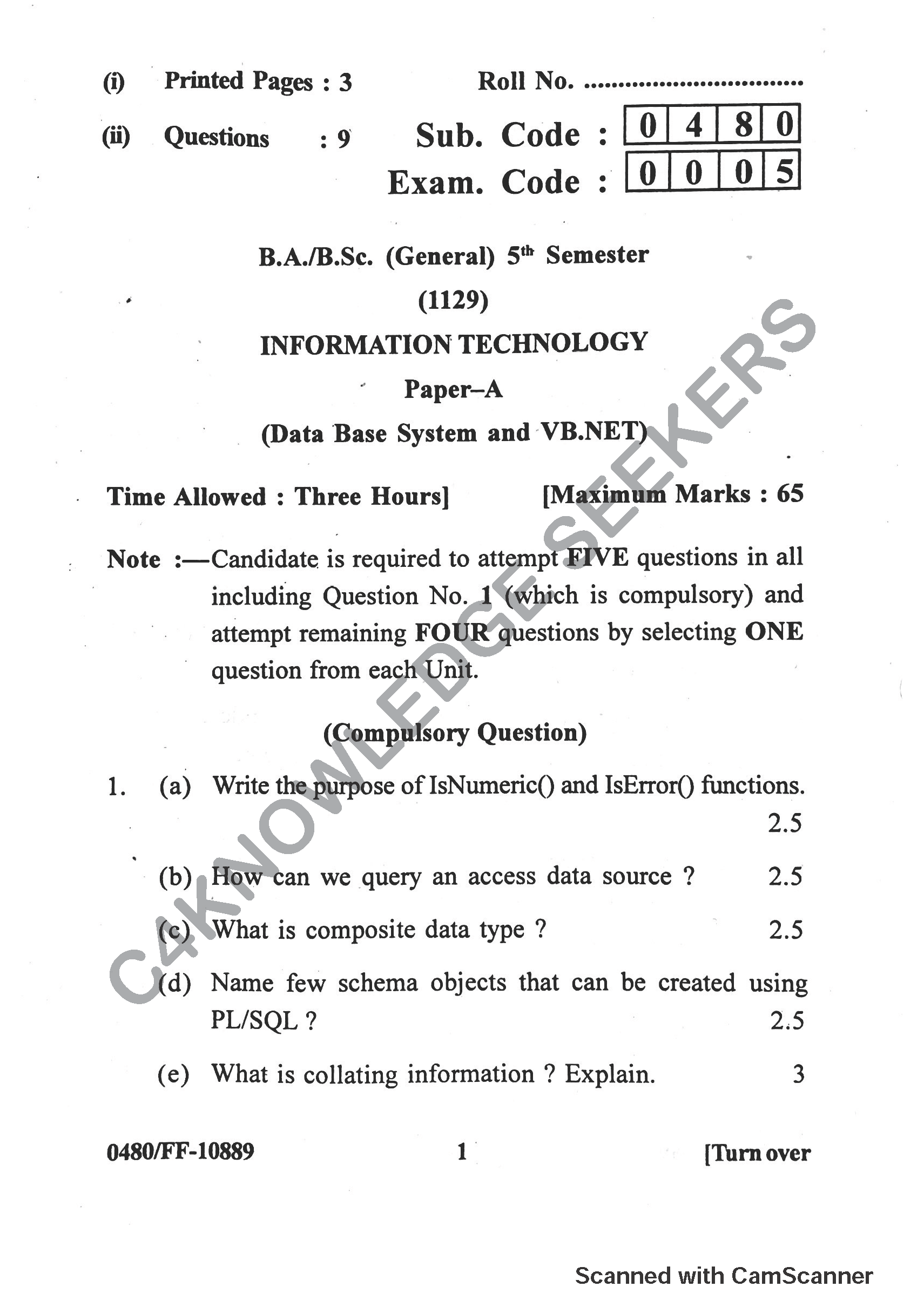 Question Paper 2019
