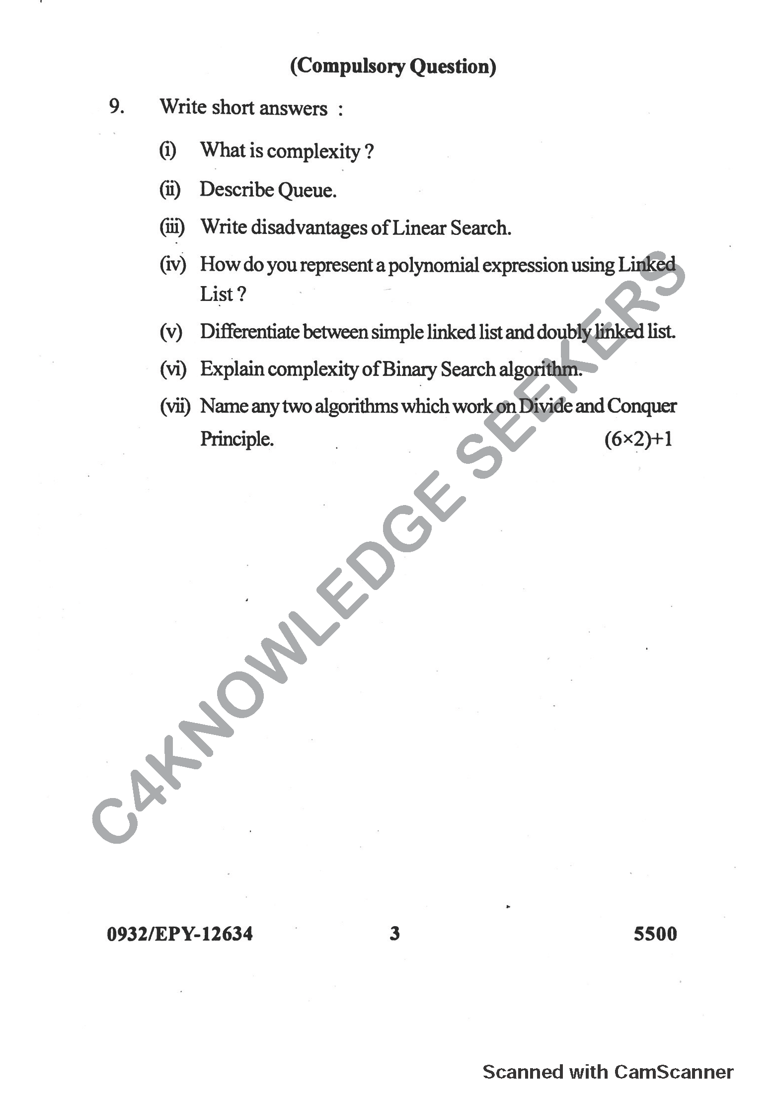 Question Paper 2018