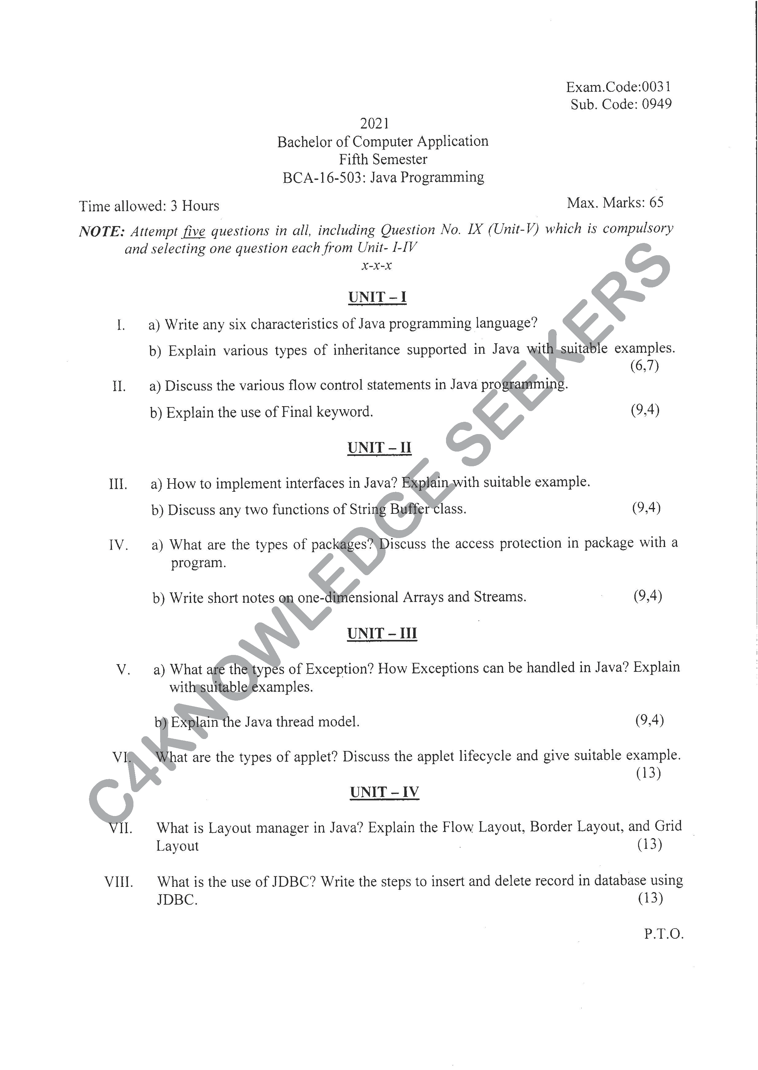 Question Paper 2020