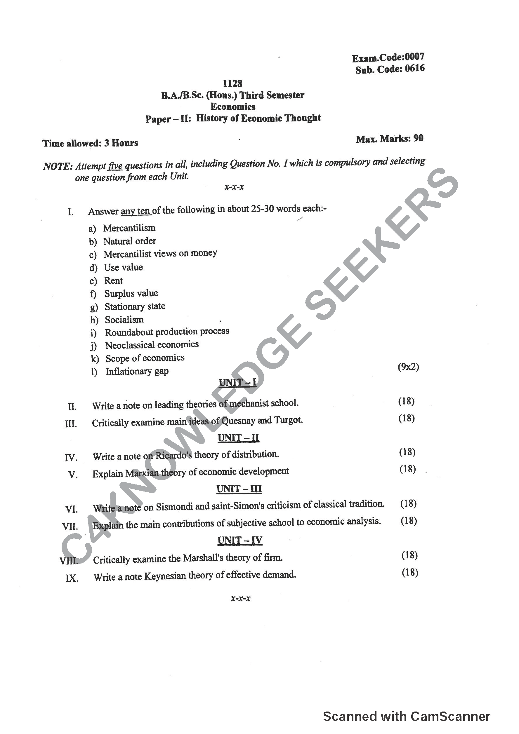 Question Paper 2018